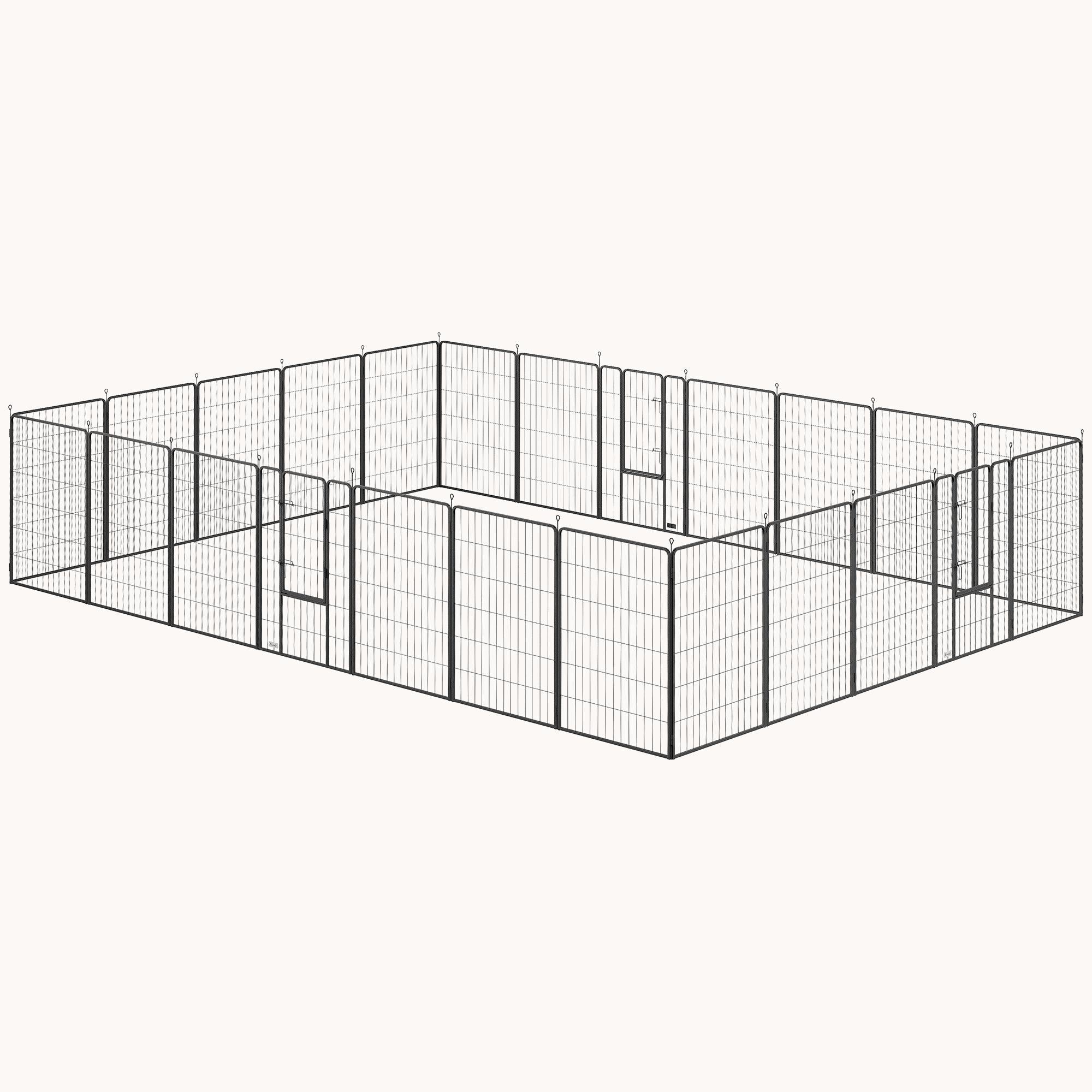 pawhut-parc-modulable-24-panneaux-113-cm-chien-int-rieur-ext-rieur-avec-porte-ve image 3