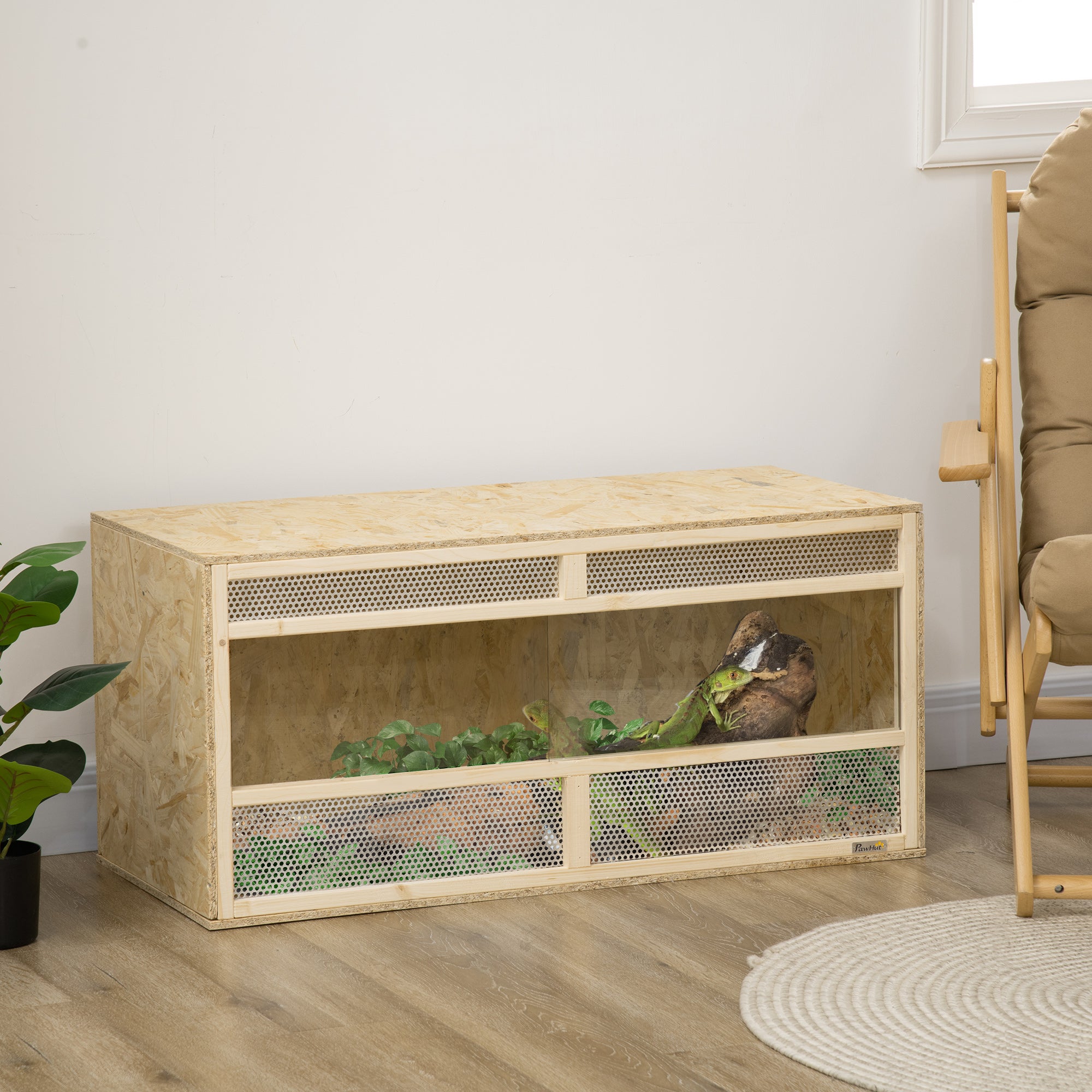 pawhut-terrarium-reptile-58-gallons-avec-portes-coulissantes-et-grillage-naturel image 3