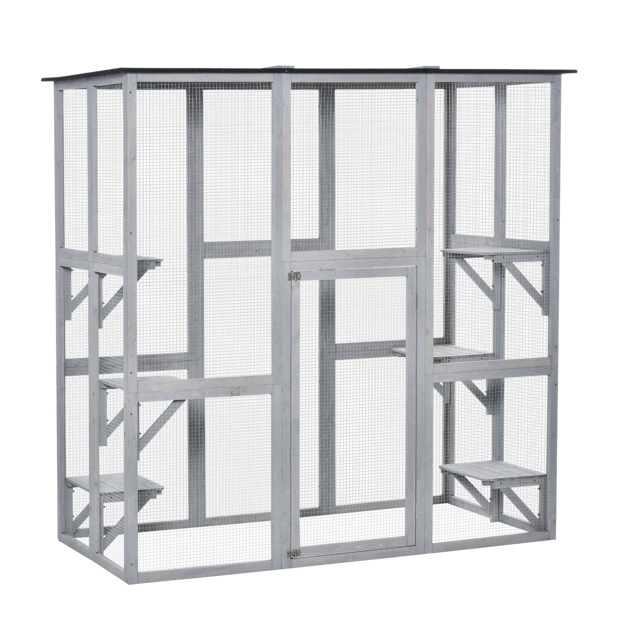 pawhut-catio-multi-chats-ext-rieur-imperm-able-180-x-98-x-180-cm-avec-plateforme image 1