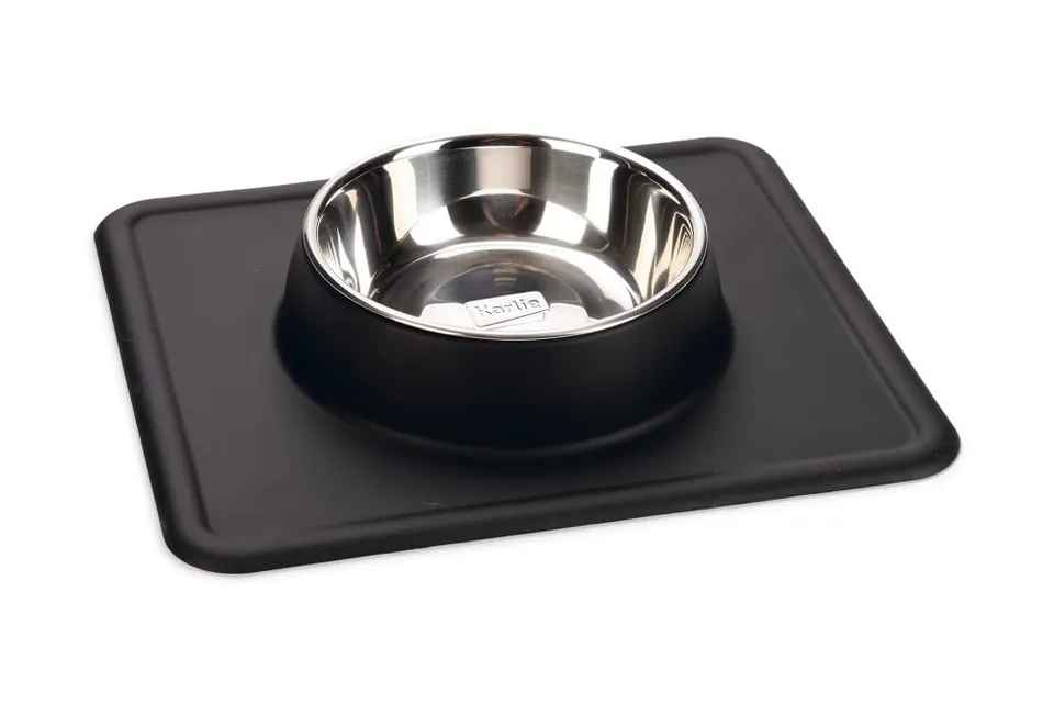 karlie-dex-gamelle-silicone-et-inox-noire-350-ml image 1