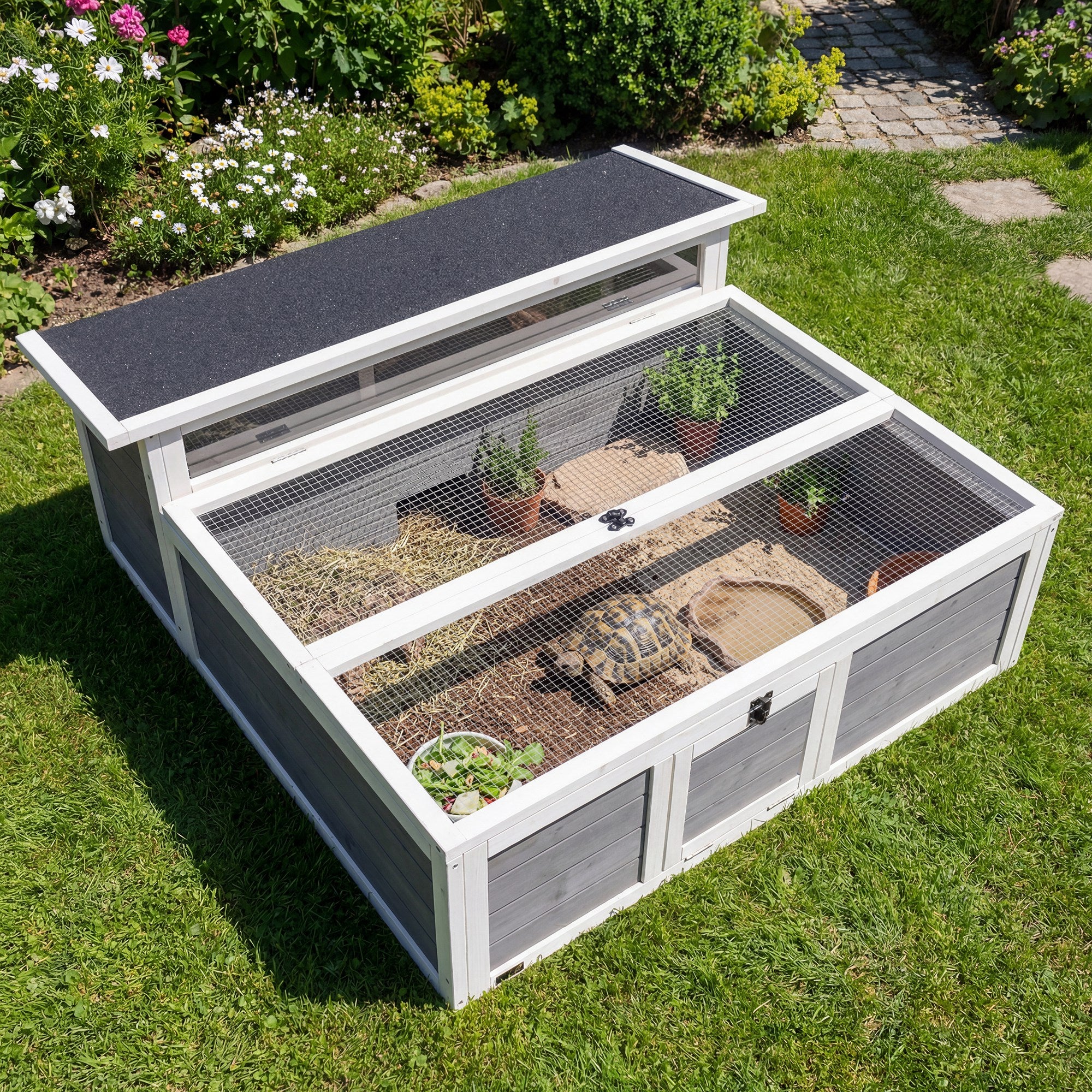 pawhut-enclos-ext-rieur-tortue-avec-parc-fen-tre-transparente-et-toit-ouvrable-g image 3