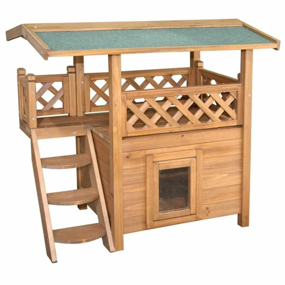 kerbl-maisonnette-pour-chat-lodge-77x50x73-cm-deux-tages image 1
