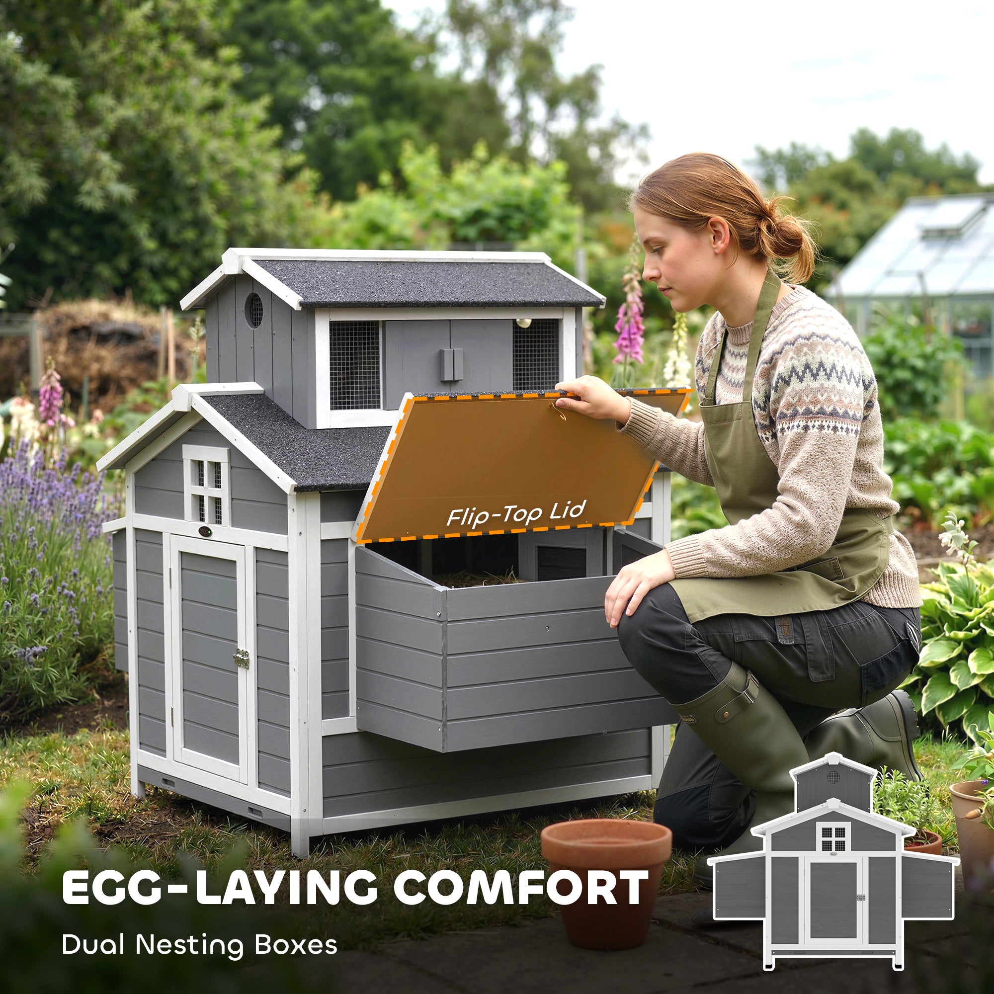 pawhut-poulailler-bois-2-poules-avec-pondoir-et-toit-imperm-able image 7