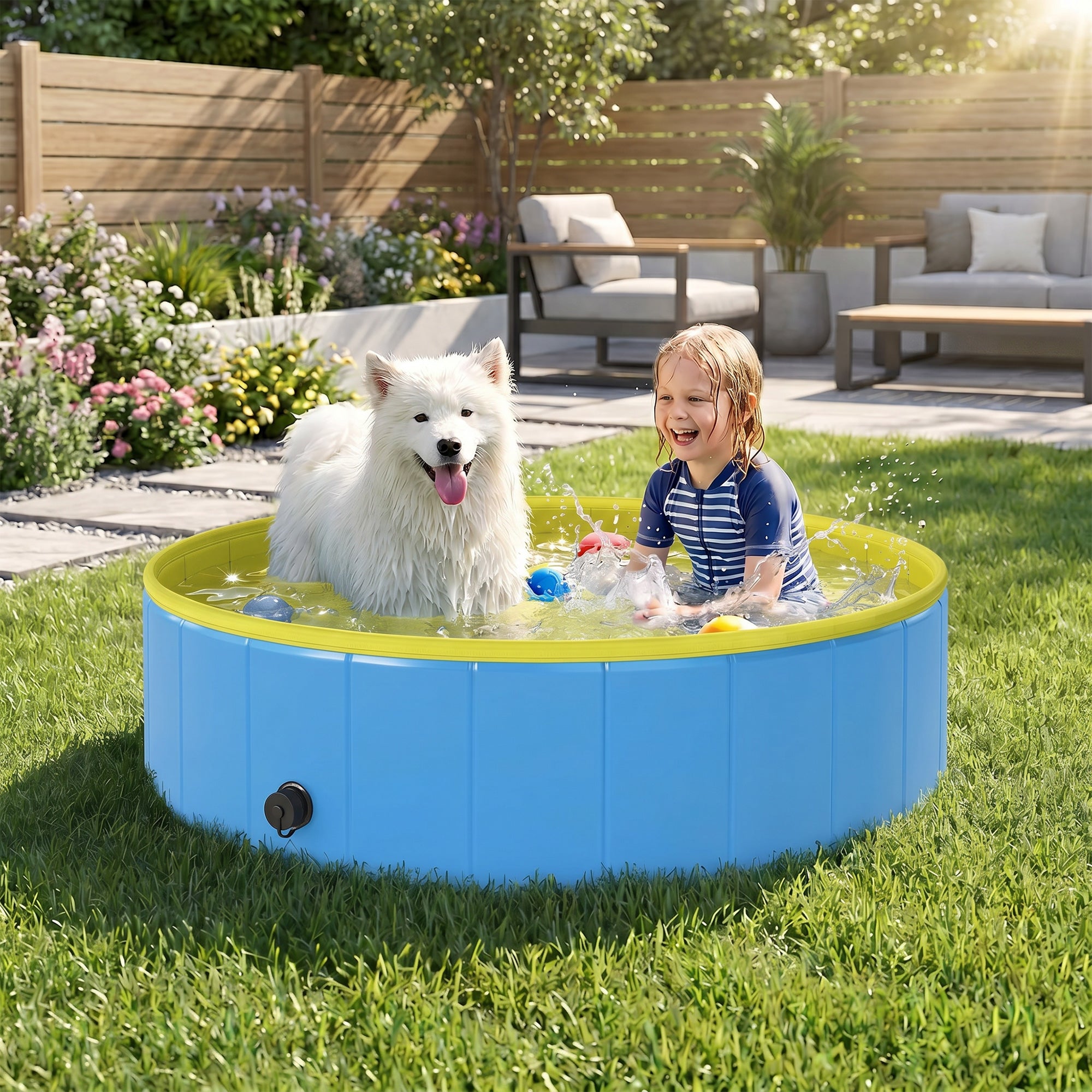 pawhut-piscine-pliable-pour-chien-120-x-30-cm-pvc-pais-antid-rapant-bleu-et-jaun image 3