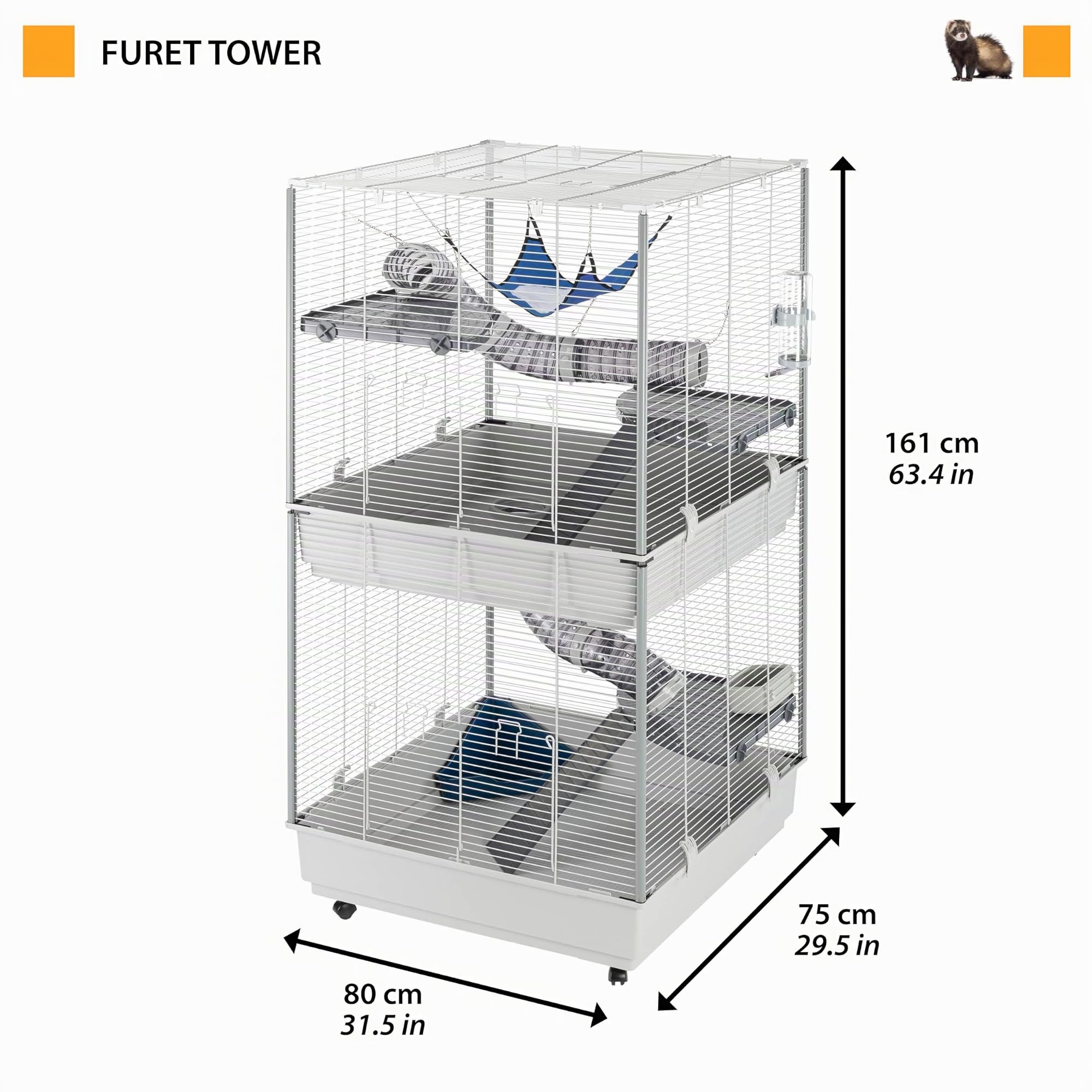ferplast-furet-tower-cage-pour-furets-75x80x161-cm-grise image 3