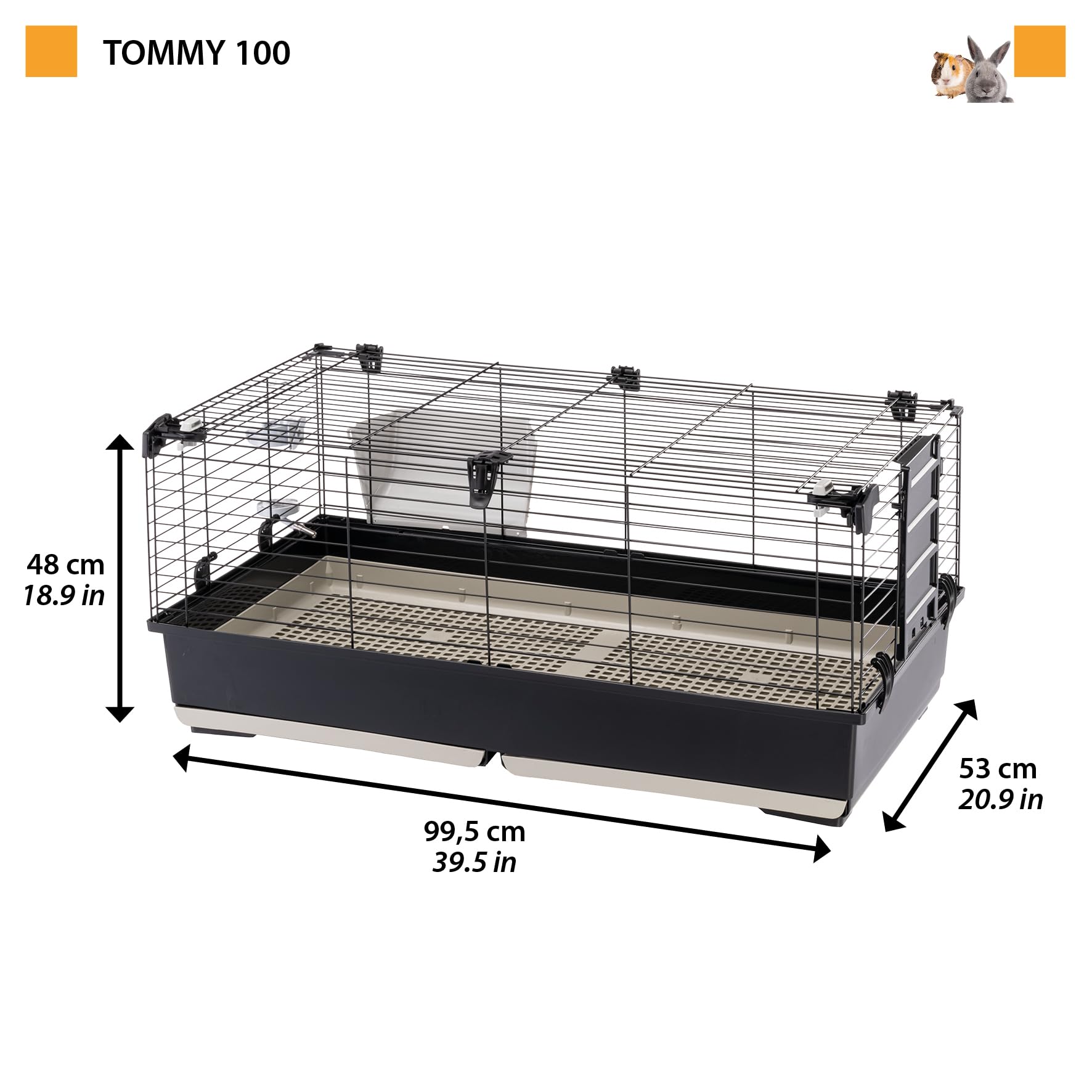 ferplast-tommy-100-cage-lapin-et-cochon-d-inde-99-5-cm-avec-toit-ouvrant image 2