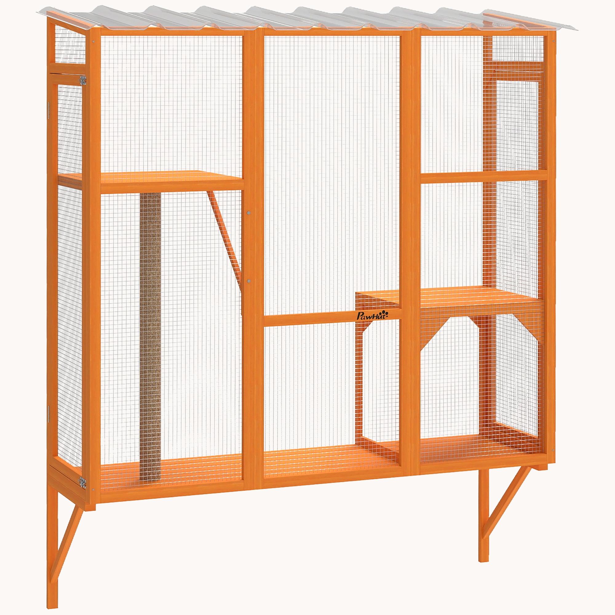 pawhut-arbre-chat-mural-fen-tre-orange-155-cm-pour-2-3-chats image 1