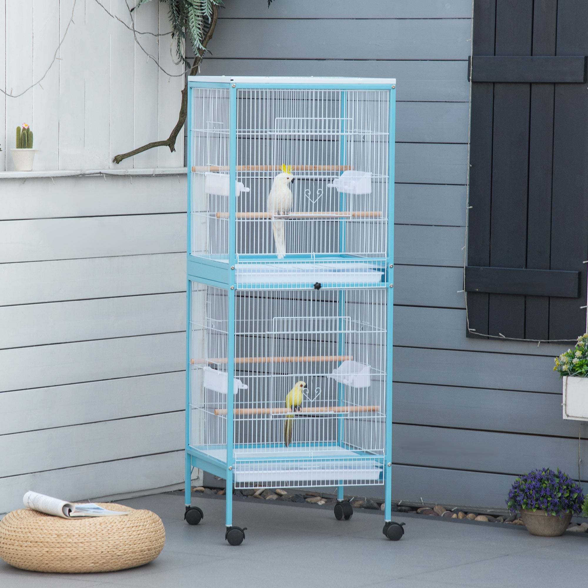 pawhut-grande-cage-oiseaux-55-bleu-clair-voli-re-canari-pinson-conure image 5