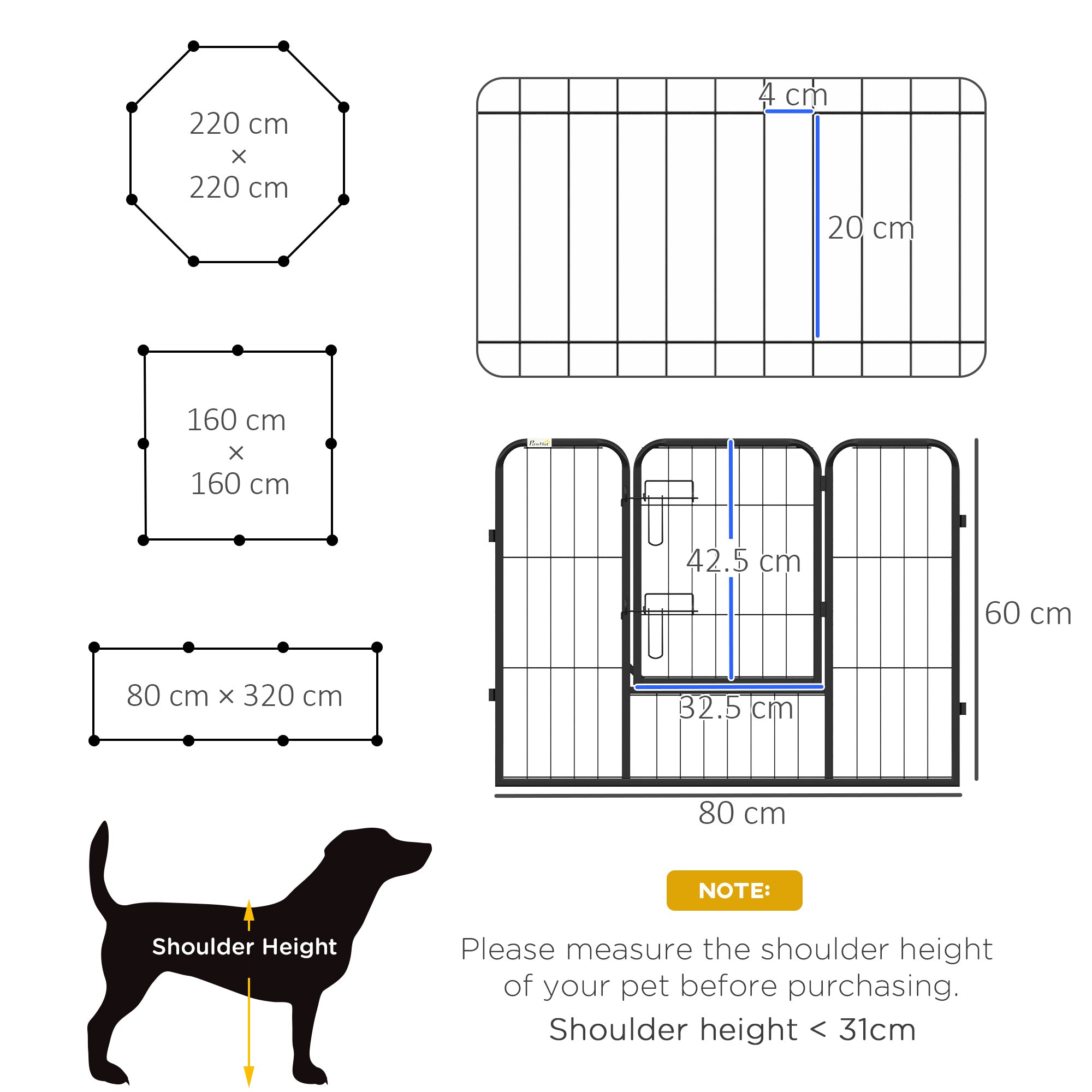 pawhut-enclos-pour-chien-8-panneaux-60-cm-robuste-int-rieur-ext-rieur image 5