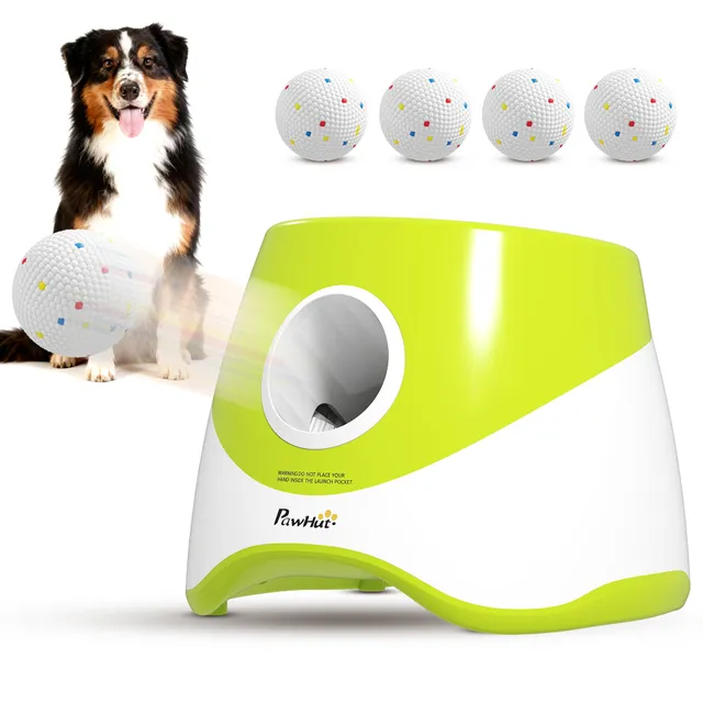 pawhut-lanceur-de-balles-automatique-pour-chien-3-distances-5-balles-etpu-vert image 1