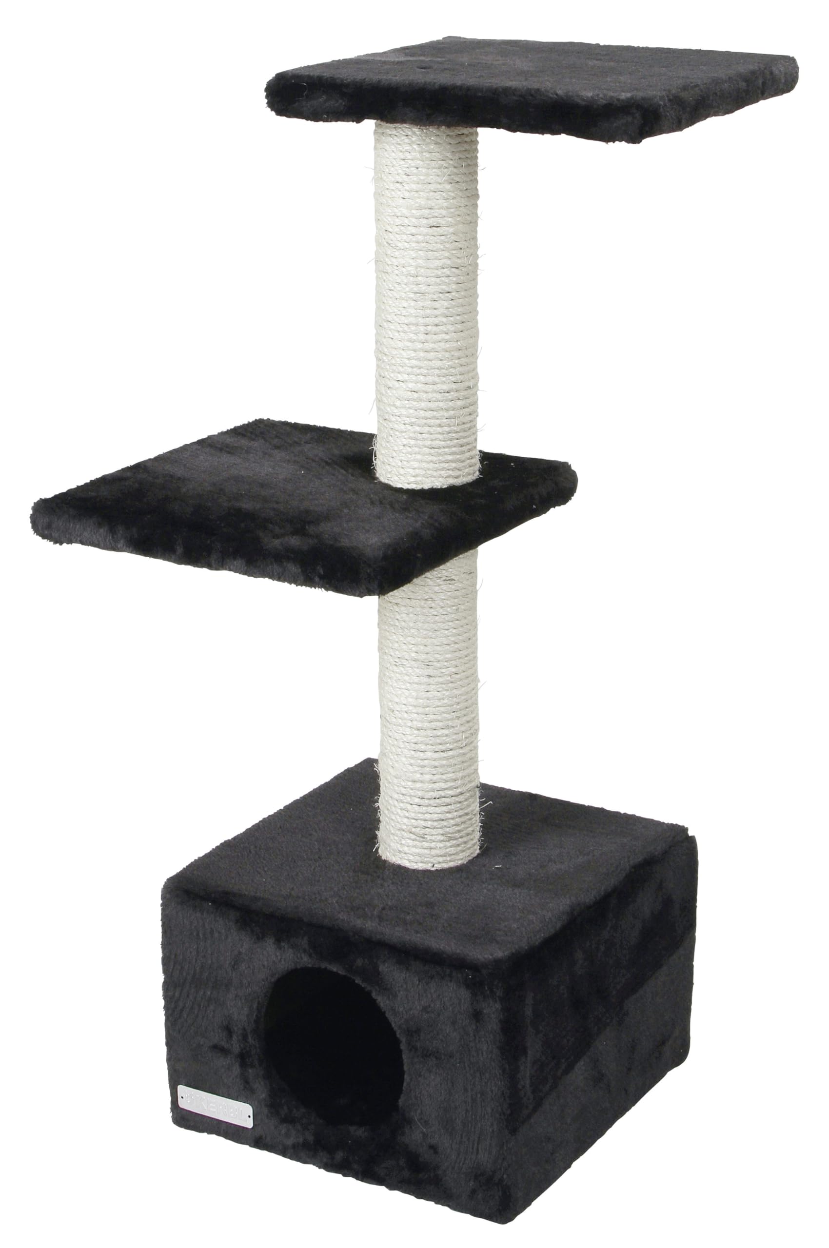 kerbl-arbre-chat-venus-sweet-30-x-30-x-85-cm-noir-grotte-griffoir-sisal image 1