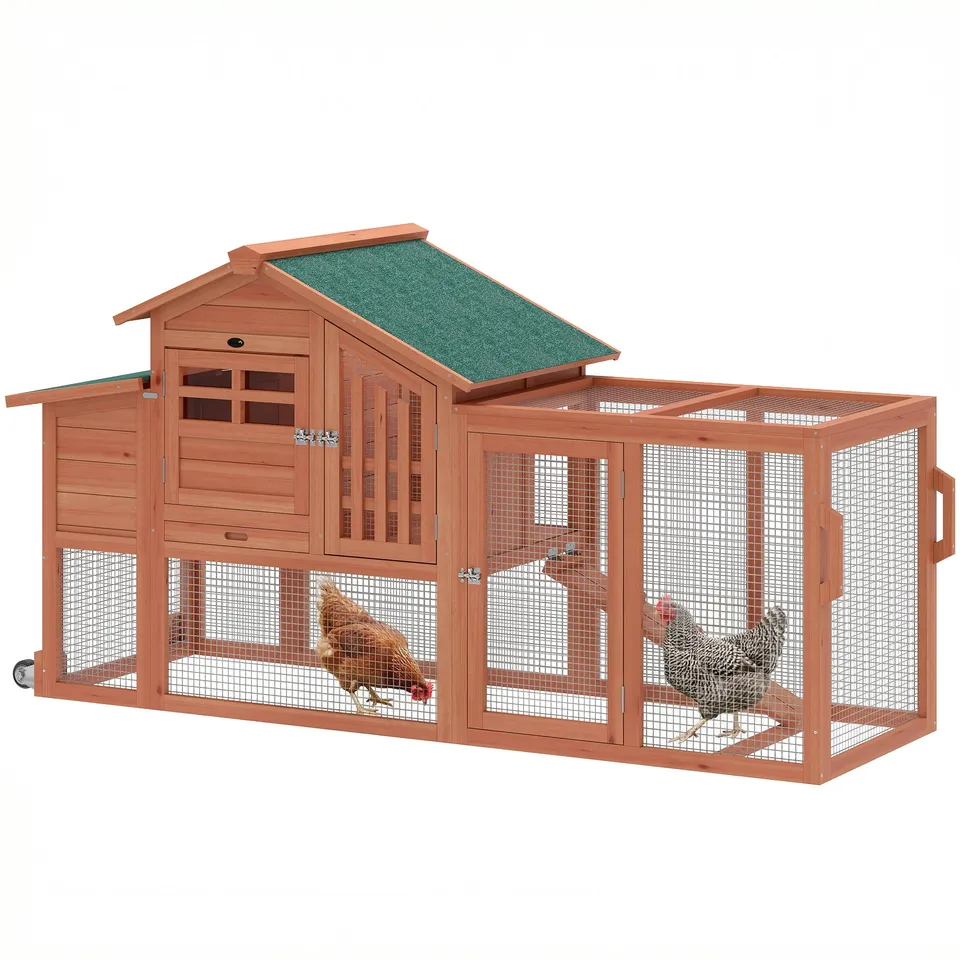 pawhut-poulailler-mobile-avec-enclos-orange-190-x-69-x-97-cm-1-2-poules image 1