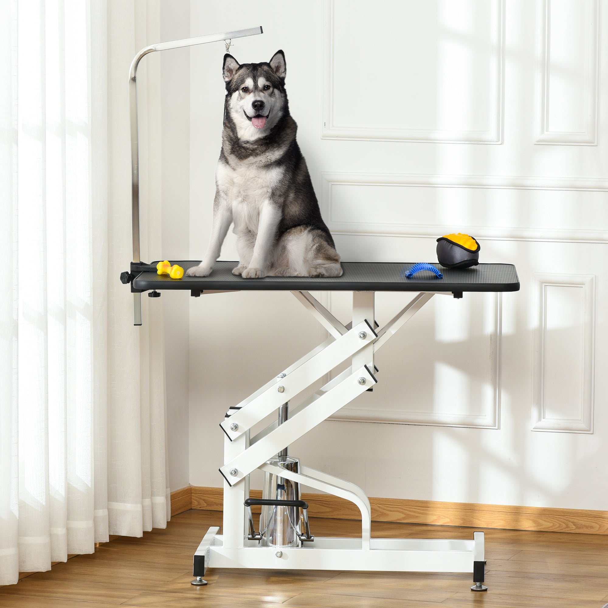 pawhut-table-de-toilettage-hydraulique-pour-chien-43-charge-440-lb-noir image 3