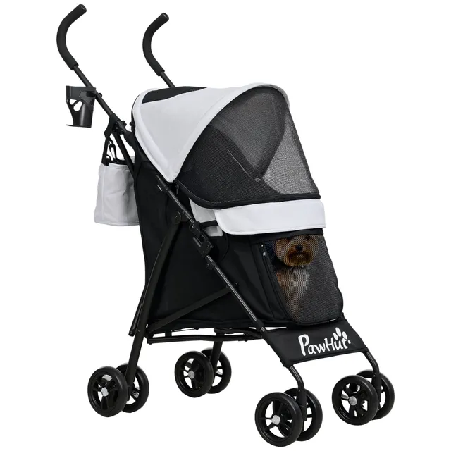pawhut-poussette-chien-pliable-gris-clair-avec-porte-gobelet image 1