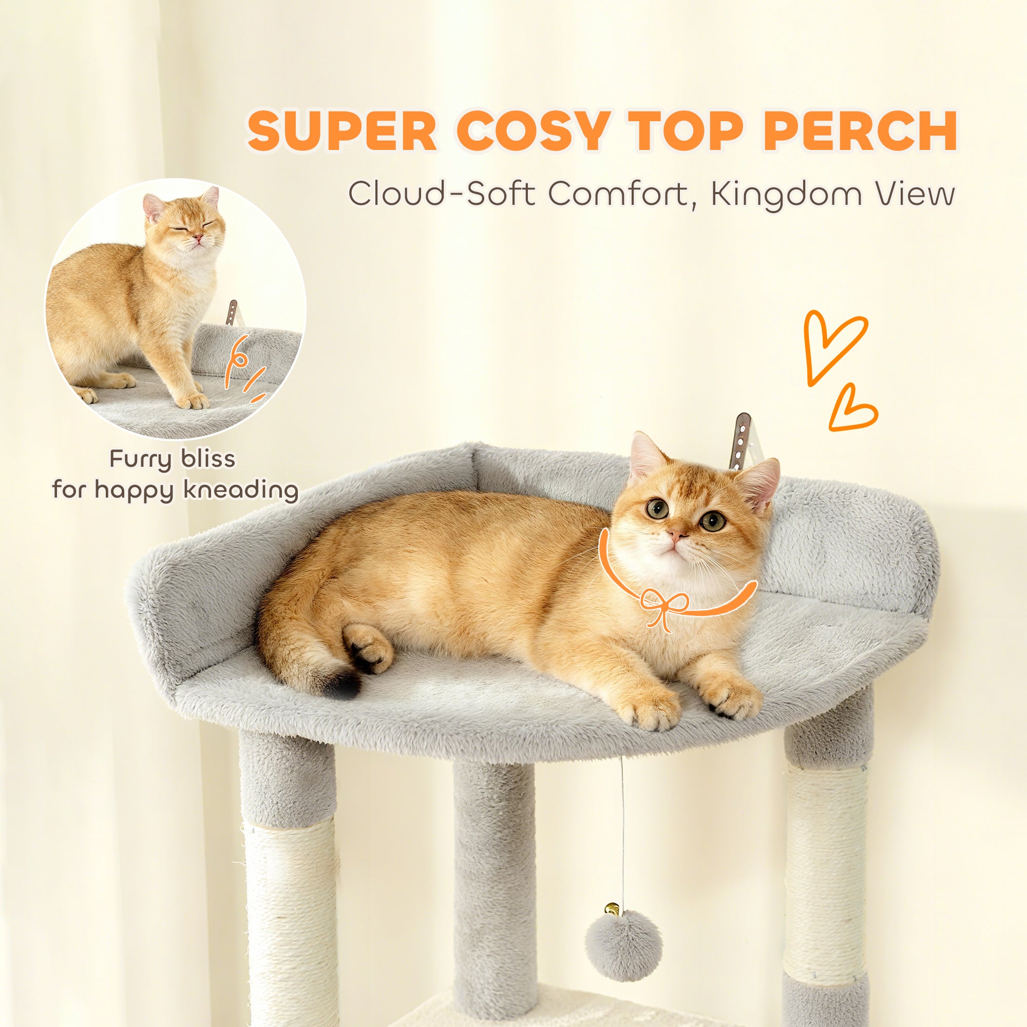pawhut-grand-arbre-chat-67-7-griffoirs-tunnel-2-niches-hamac-gris-clair image 7