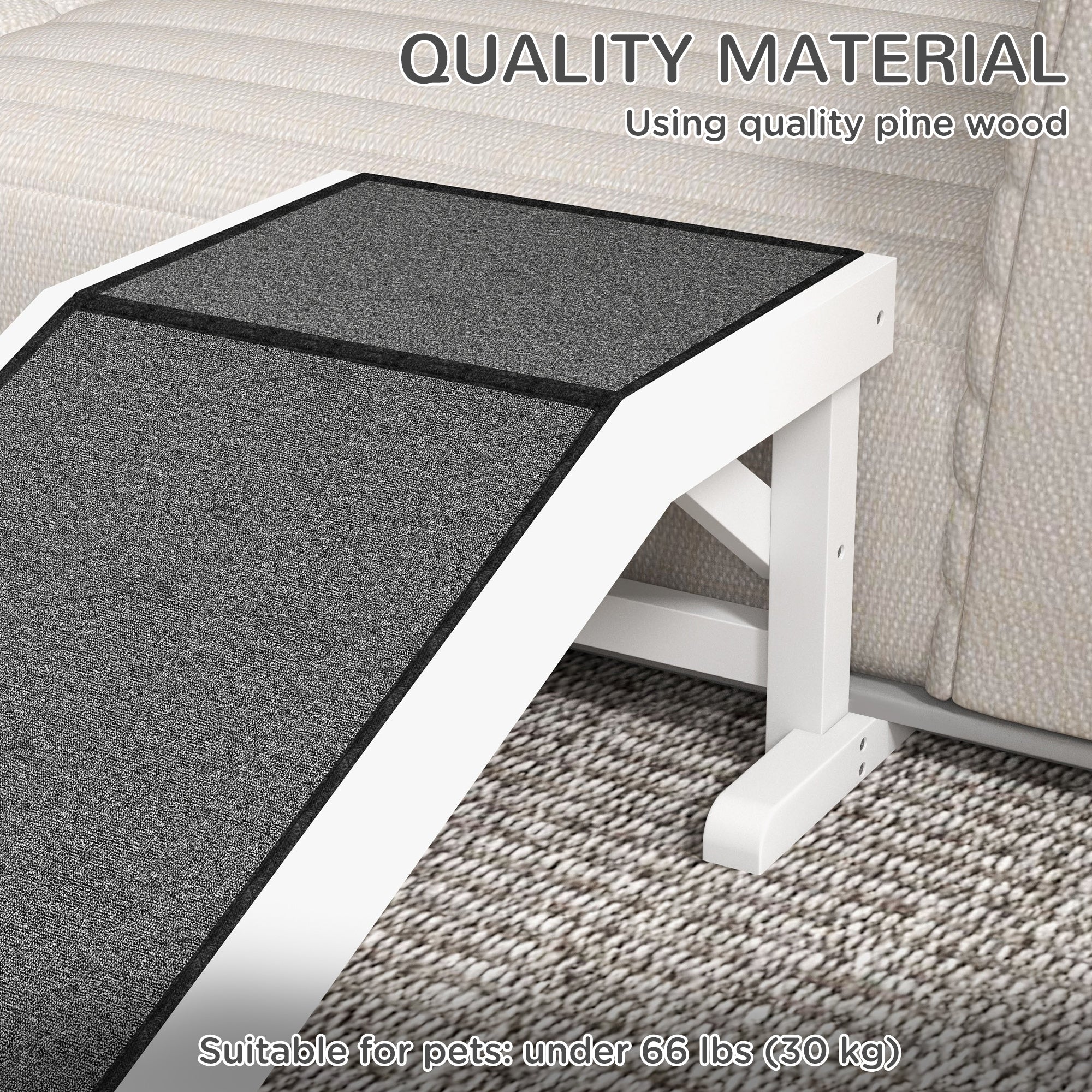 pawhut-rampe-chien-124-cm-pour-lit-avec-tapis-antid-rapant-blanche image 7