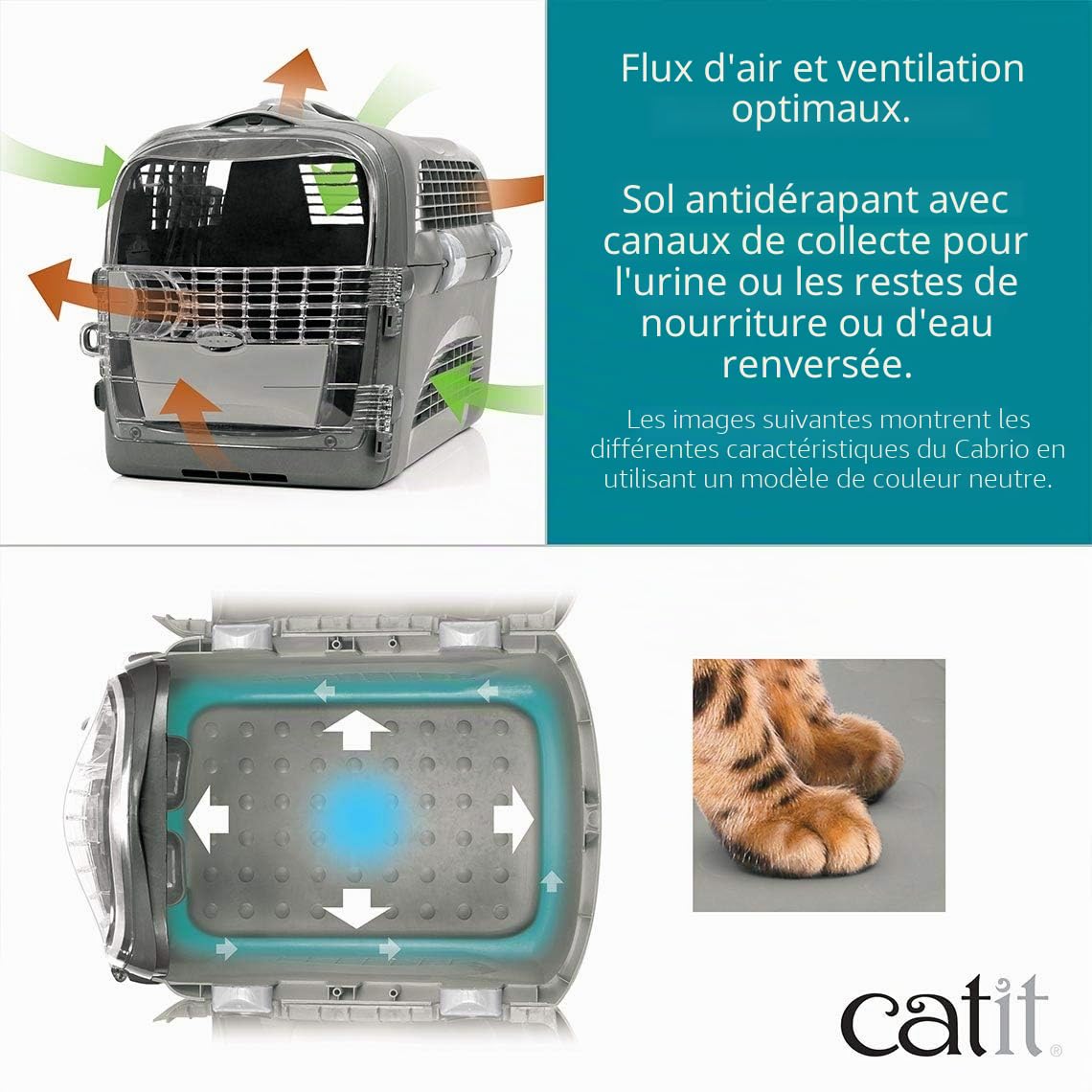 catit-design-cabrio-cage-de-transport-chat-turquoise-multifonction image 6