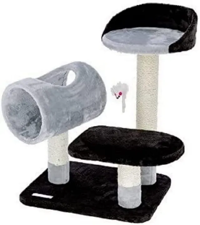 kerbl-pet-moon-arbre-chat-46x36x62-cm-gris-noir-avec-tunnel-et-souris image 1