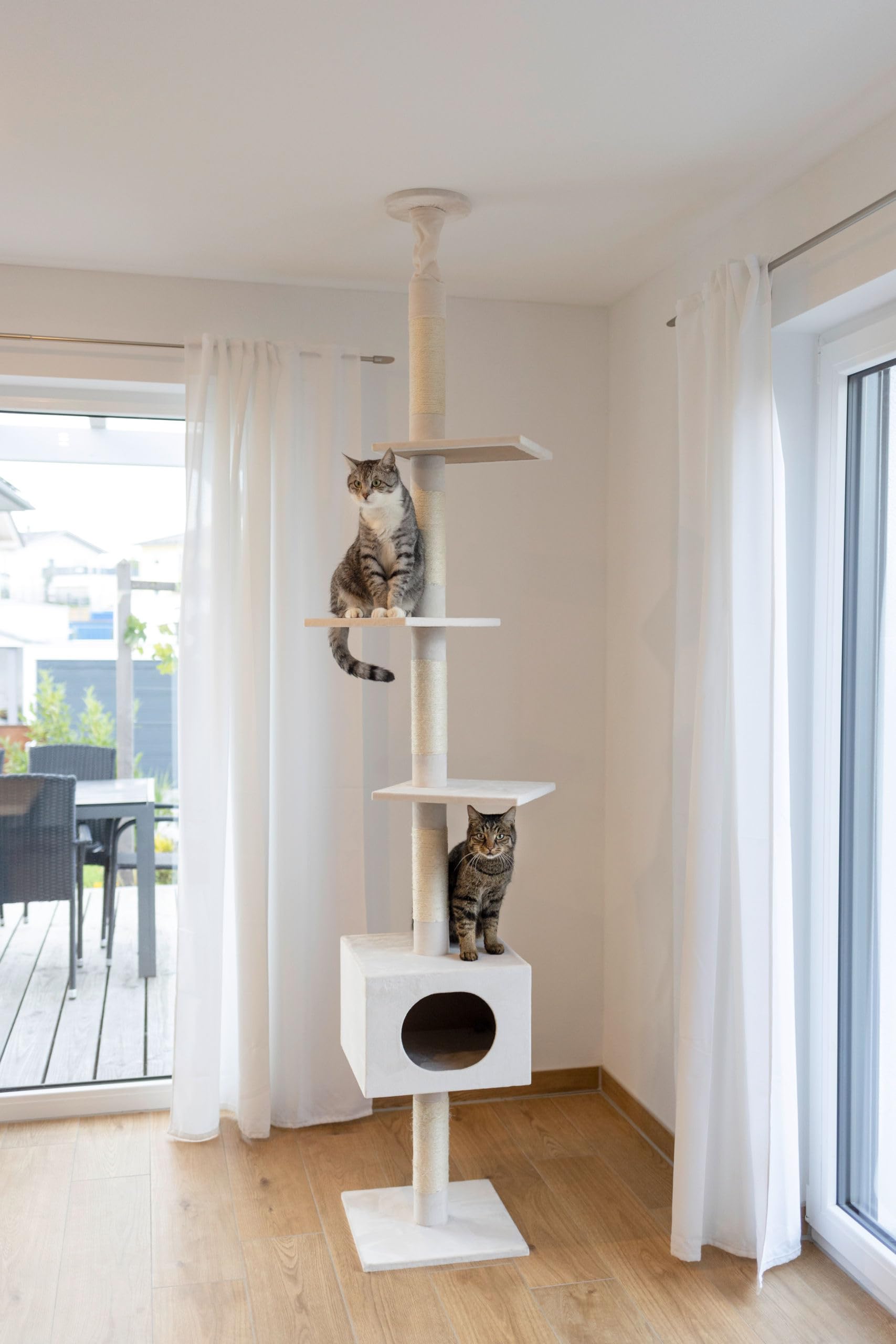 kerbl-arbre-chat-ferdi-blanc-38-x-38-x-240-260-cm-avec-fixation-plafond image 5