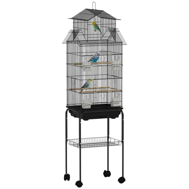 pawhut-cage-oiseaux-mobile-roulettes-43-x-32-5-x-163-cm image 1