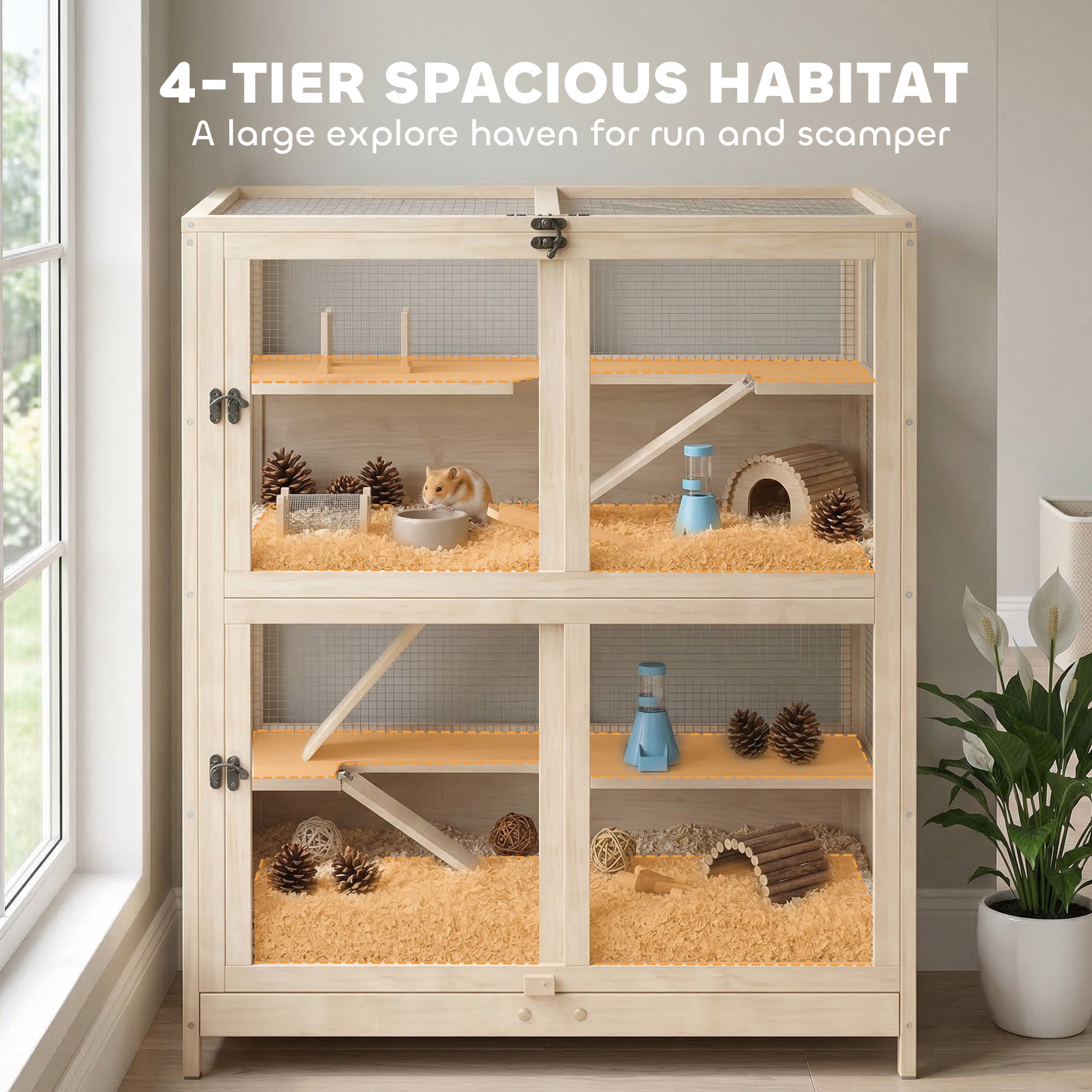 pawhut-cage-hamster-bois-4-niveaux-33-x-21-x-36-avec-toit-grillag image 6