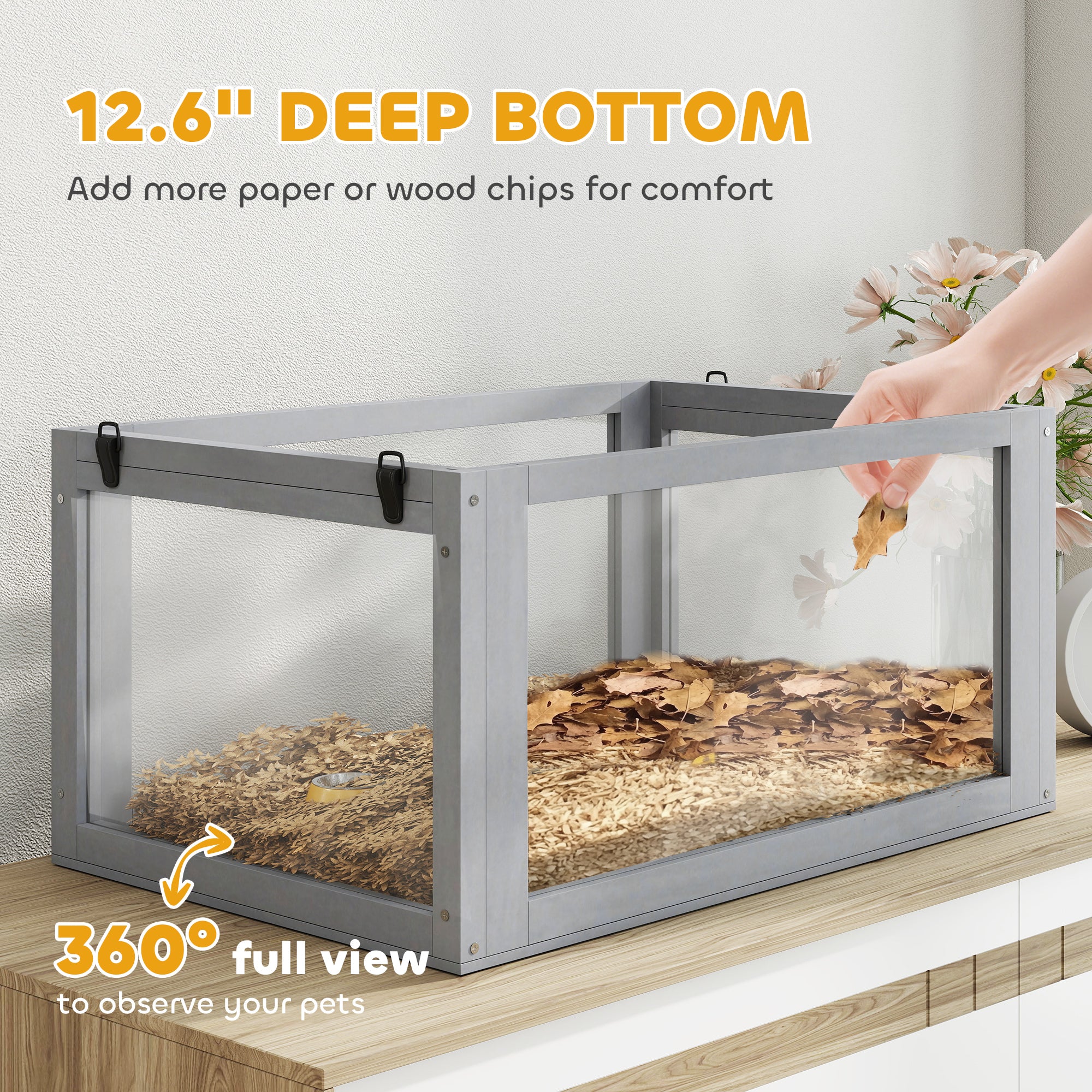 pawhut-cage-pour-hamster-en-bois-3-tages-avec-roue-amovible-et-rampes-61-x-41-x- image 7