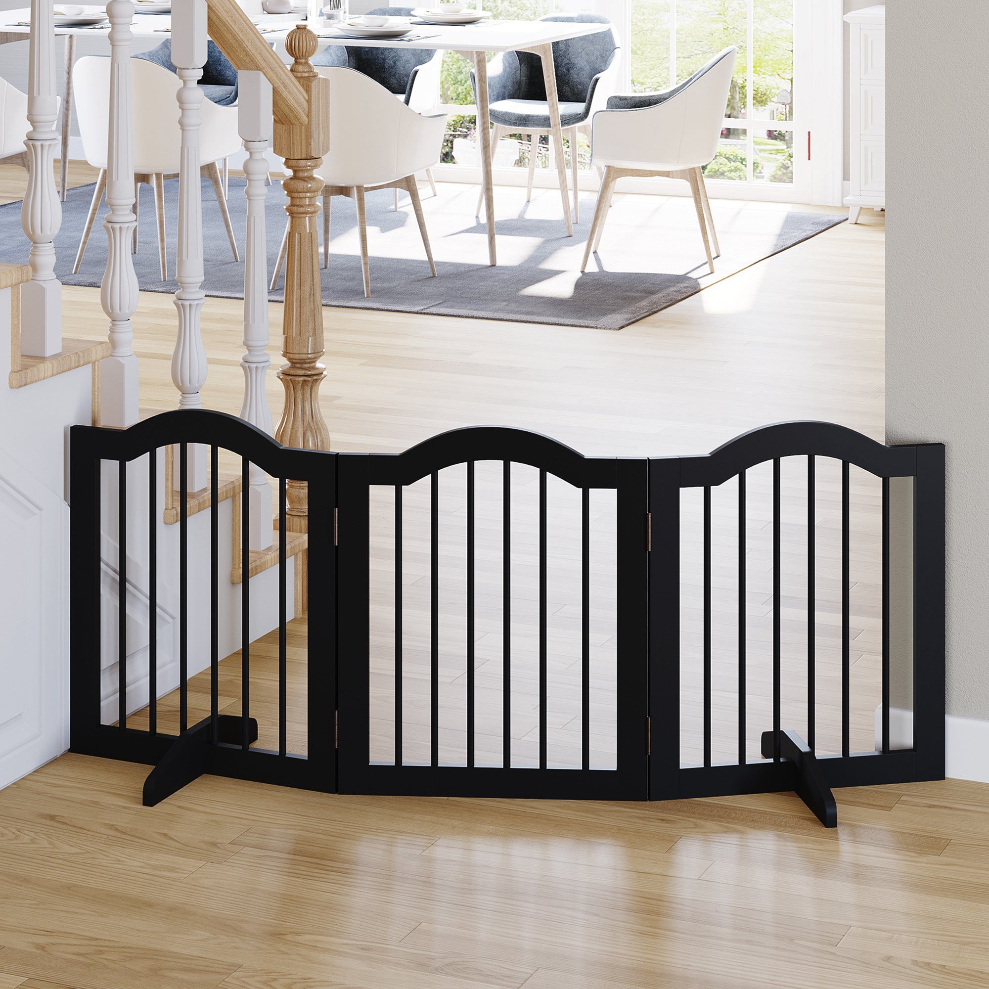 pawhut-barri-re-pour-chien-pliable-3-panneaux-autoportante-noir image 4