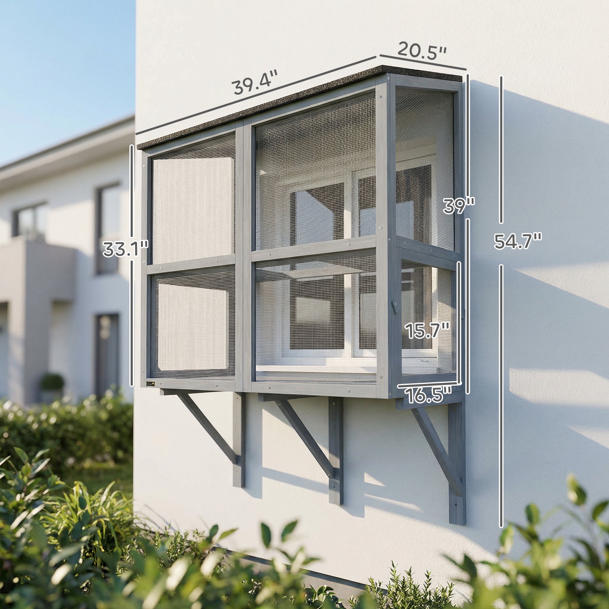pawhut-catio-fen-tre-en-bois-avec-support-2-portes-et-toit-tanche-gris image 5