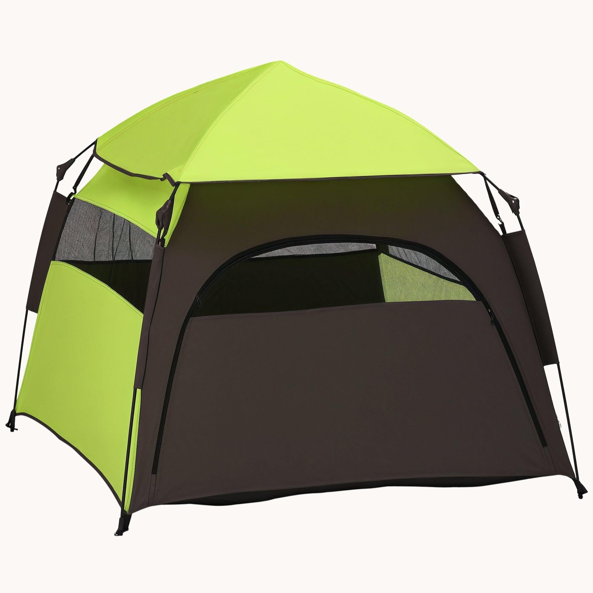 pawhut-tente-pop-up-de-camping-pour-grands-chiens-avec-sac-vert image 1