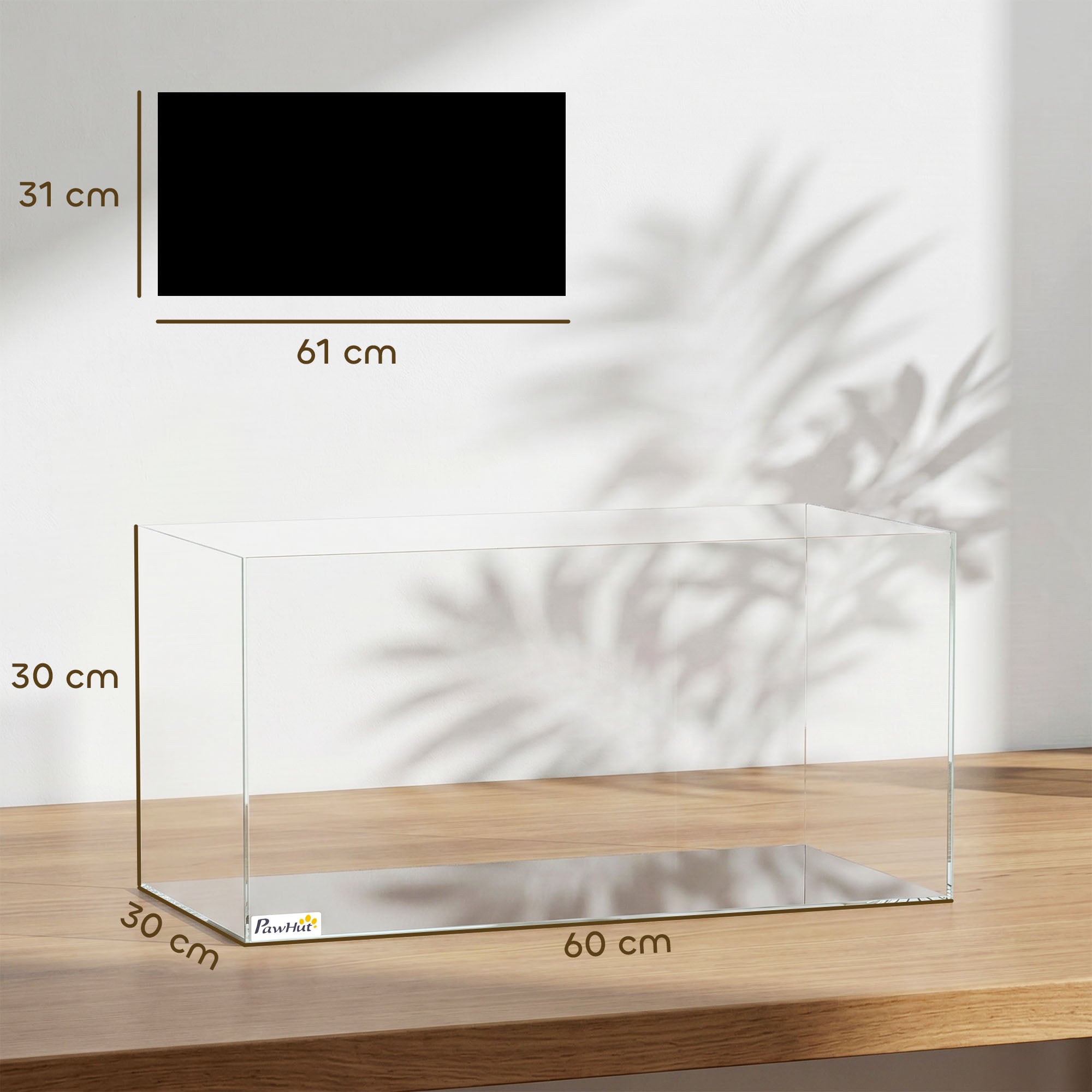 pawhut-aquarium-verre-51l-60-x-30-x-30-cm-pour-poissons-crevettes-tortues image 5