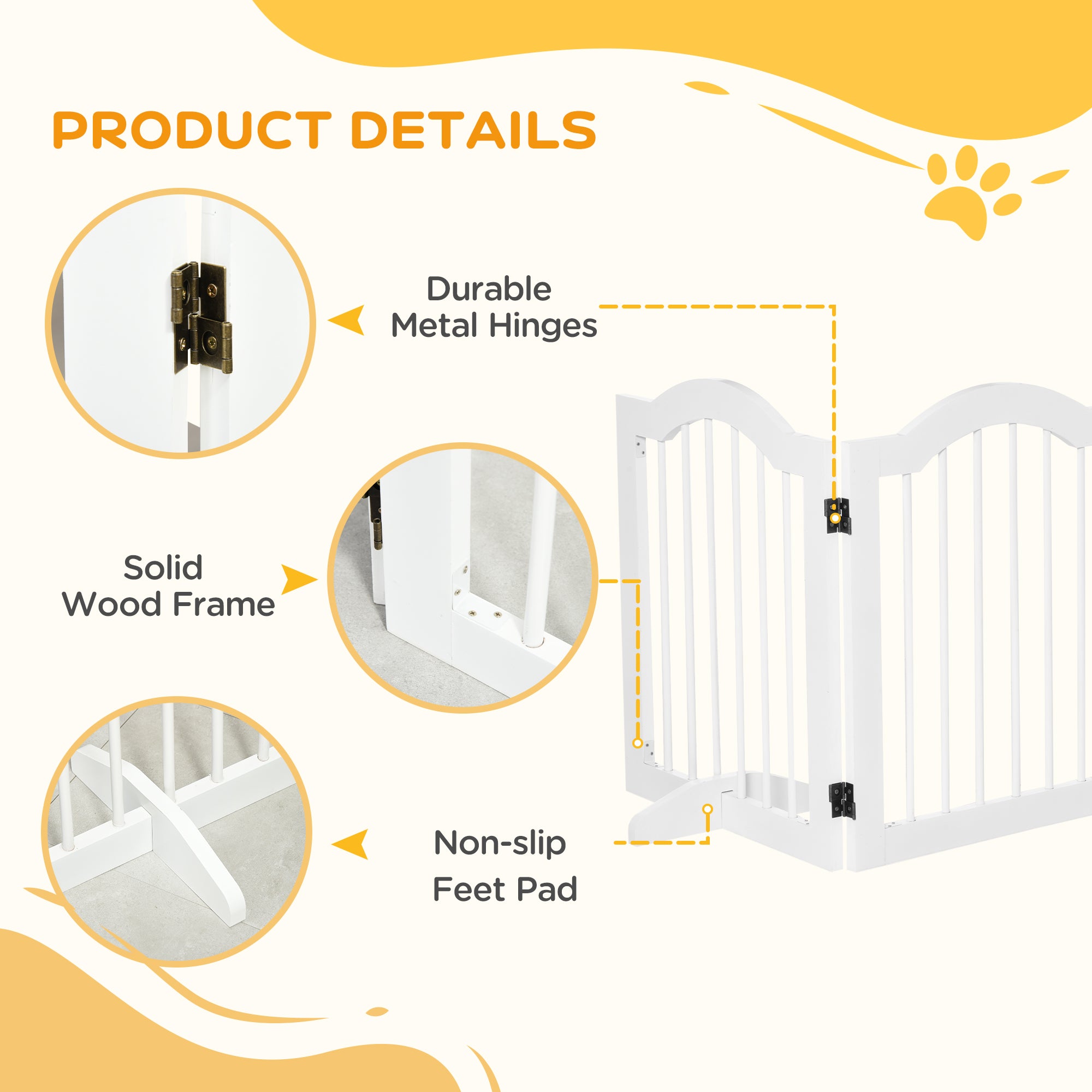 pawhut-barri-re-pour-animaux-autoportante-pliable-en-bois-155-cm-blanche image 8