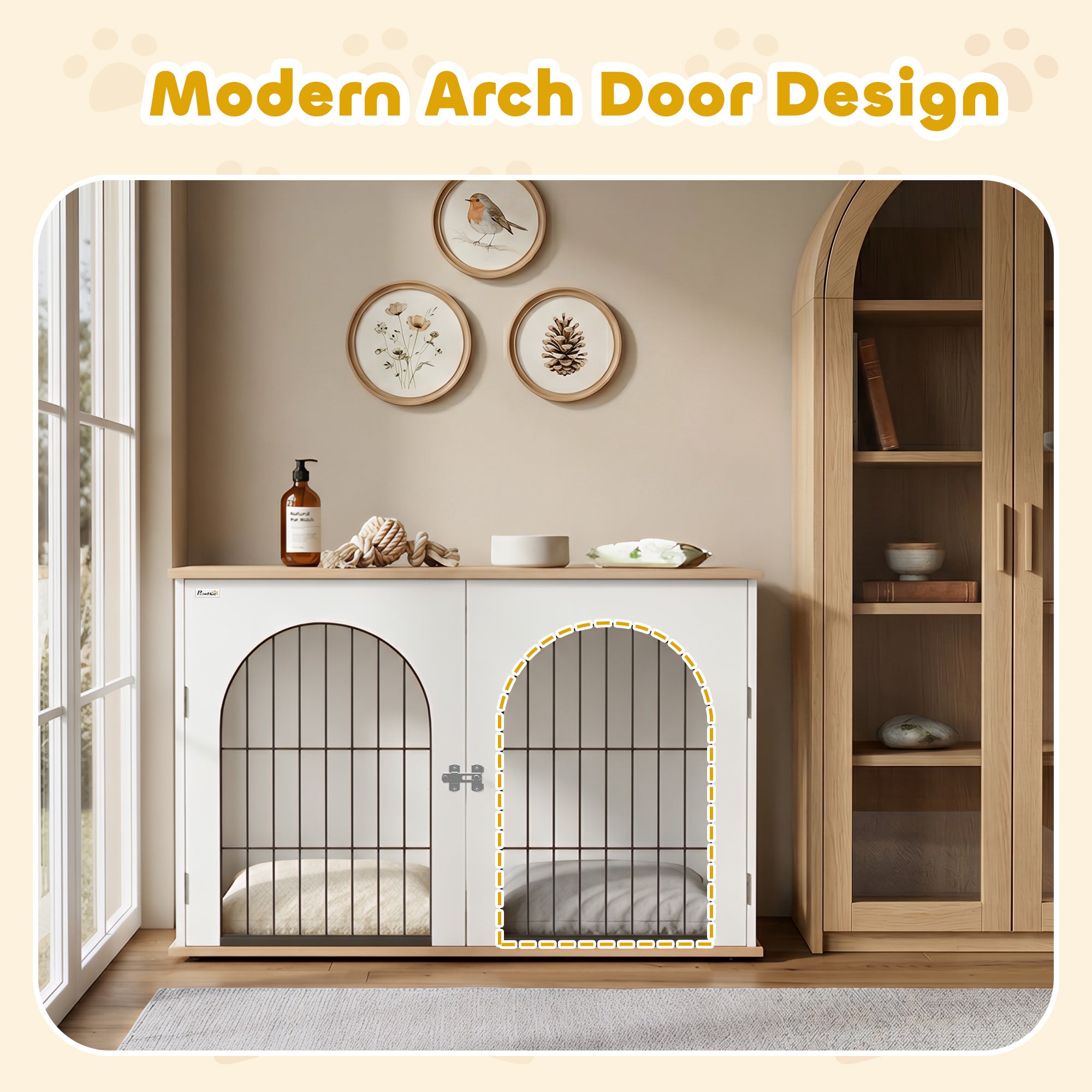 pawhut-cage-chien-d-int-rieur-double-porte-100-x-60-x-69-cm-blanc image 7