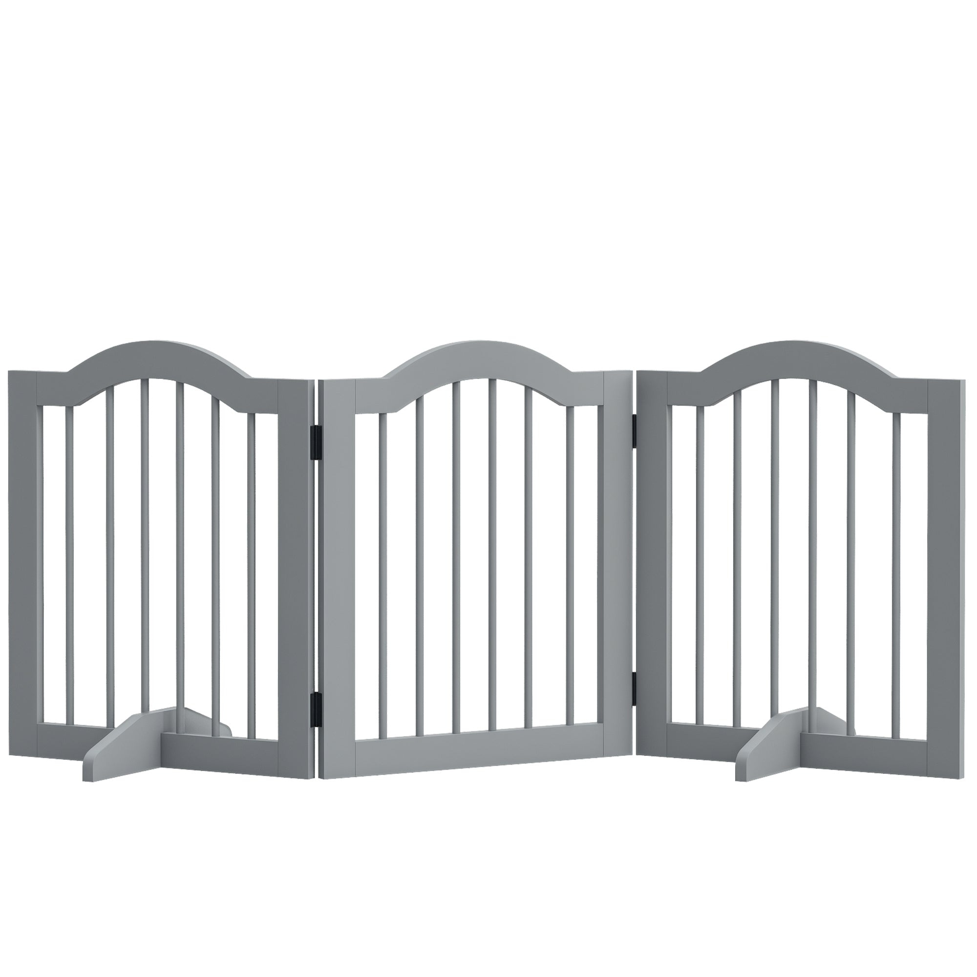 pawhut-barri-re-chien-pliable-3-panneaux-en-bois-gris image 1