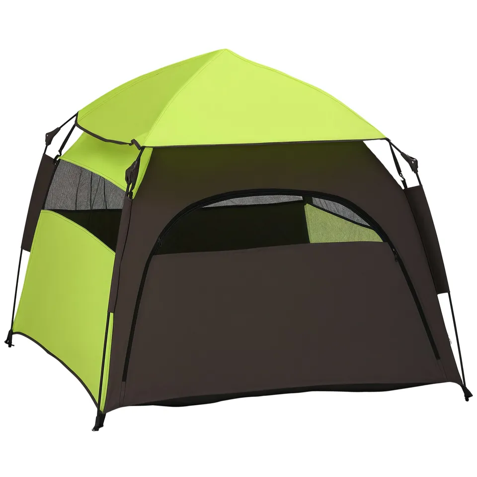pawhut-tente-pliable-extra-large-pour-chien-et-chat-vert-avec-sac-de-transport-o image 1