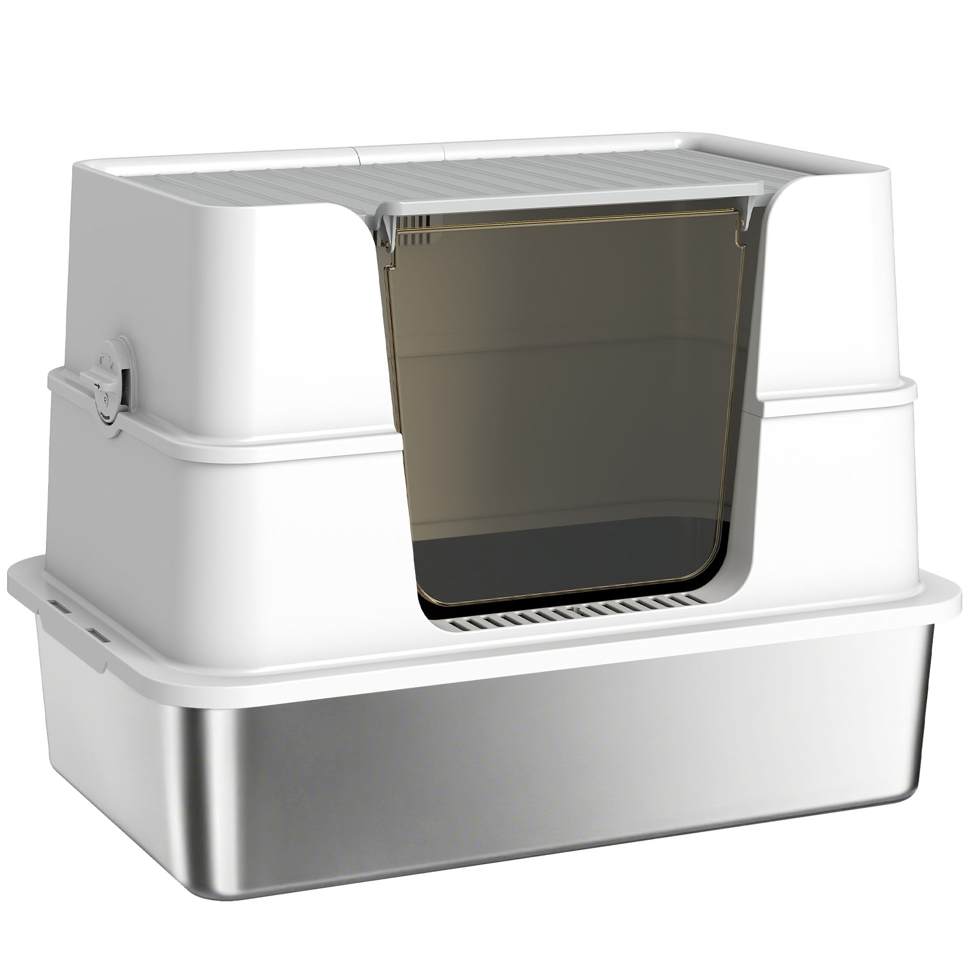 pawhut-bac-liti-re-couvert-xxl-en-inox-avec-pelle-gris-clair image 2