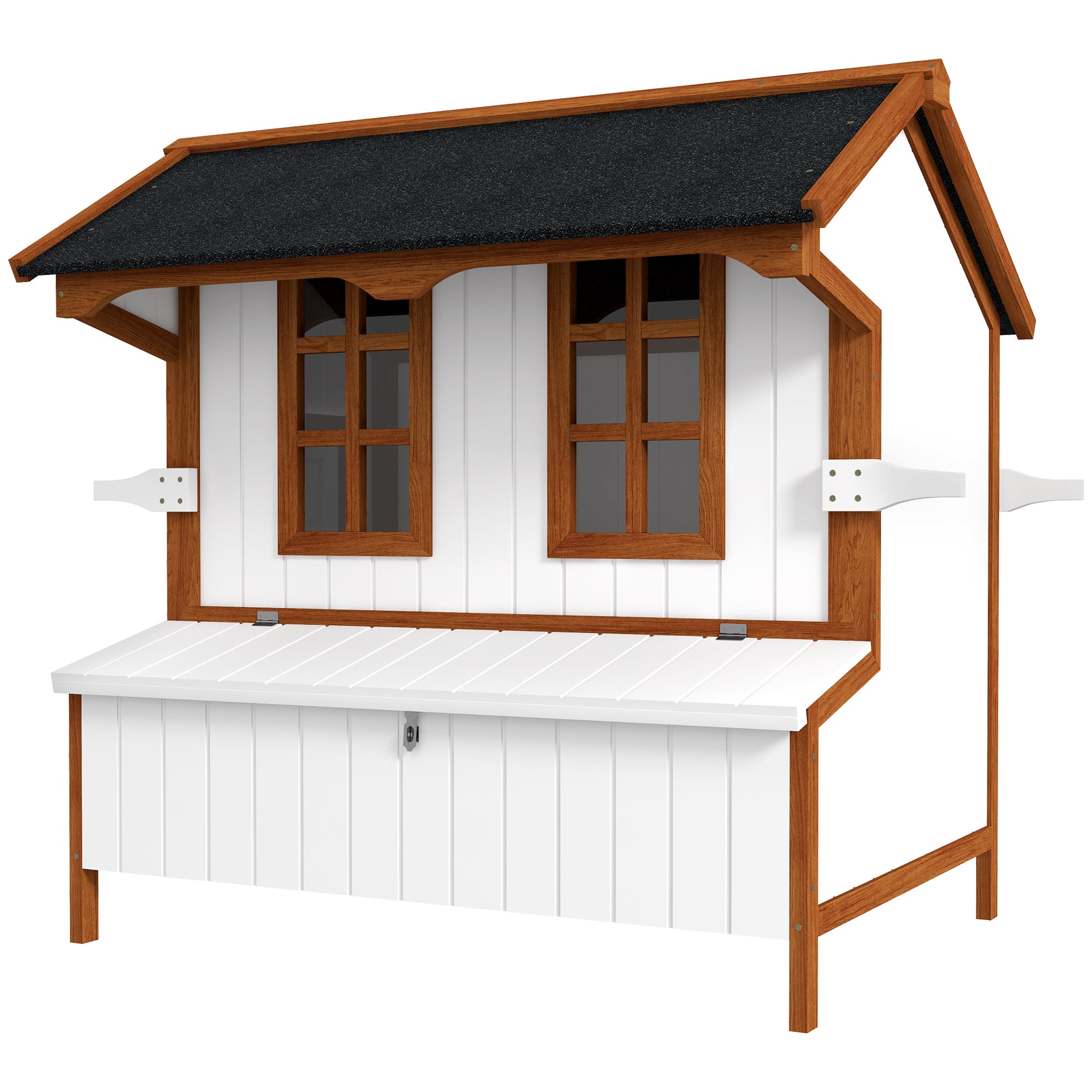 pawhut-poulailler-bois-119-cm-sur-lev-avec-pondoir-et-poign-es image 2