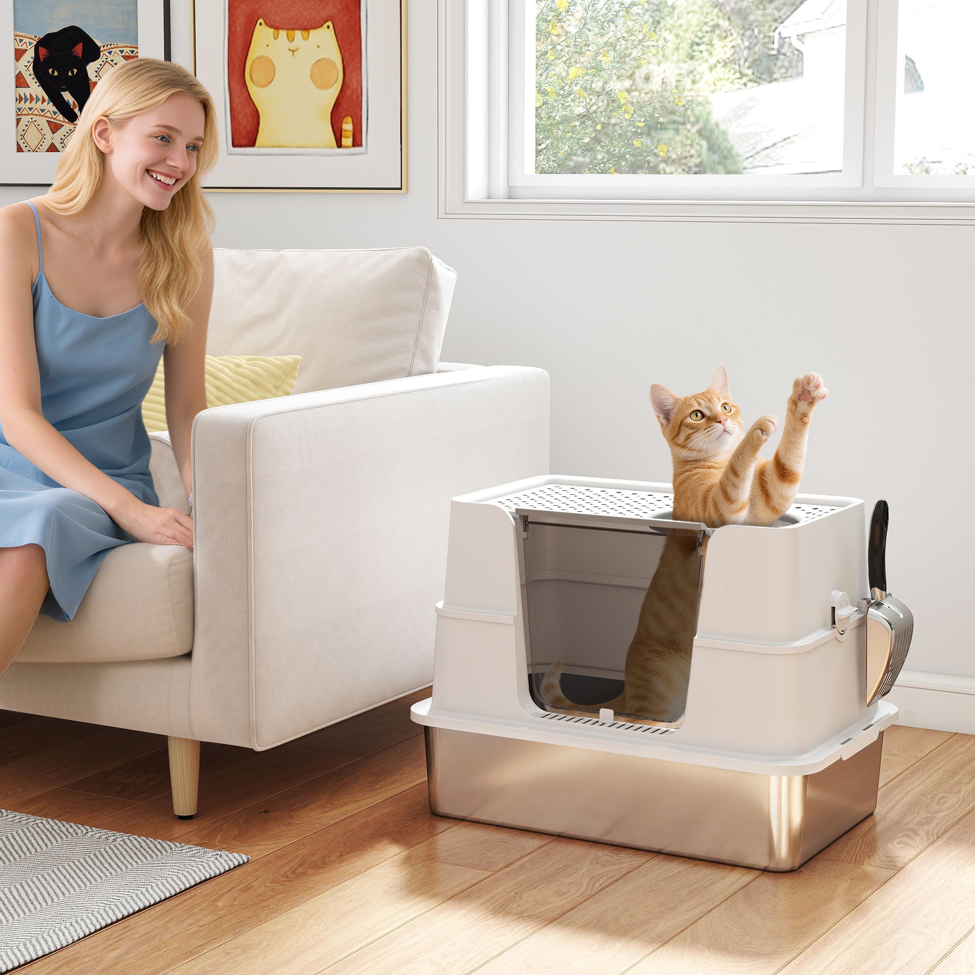 pawhut-bac-liti-re-inox-xl-couvert-double-entr-e-gris-clair image 4