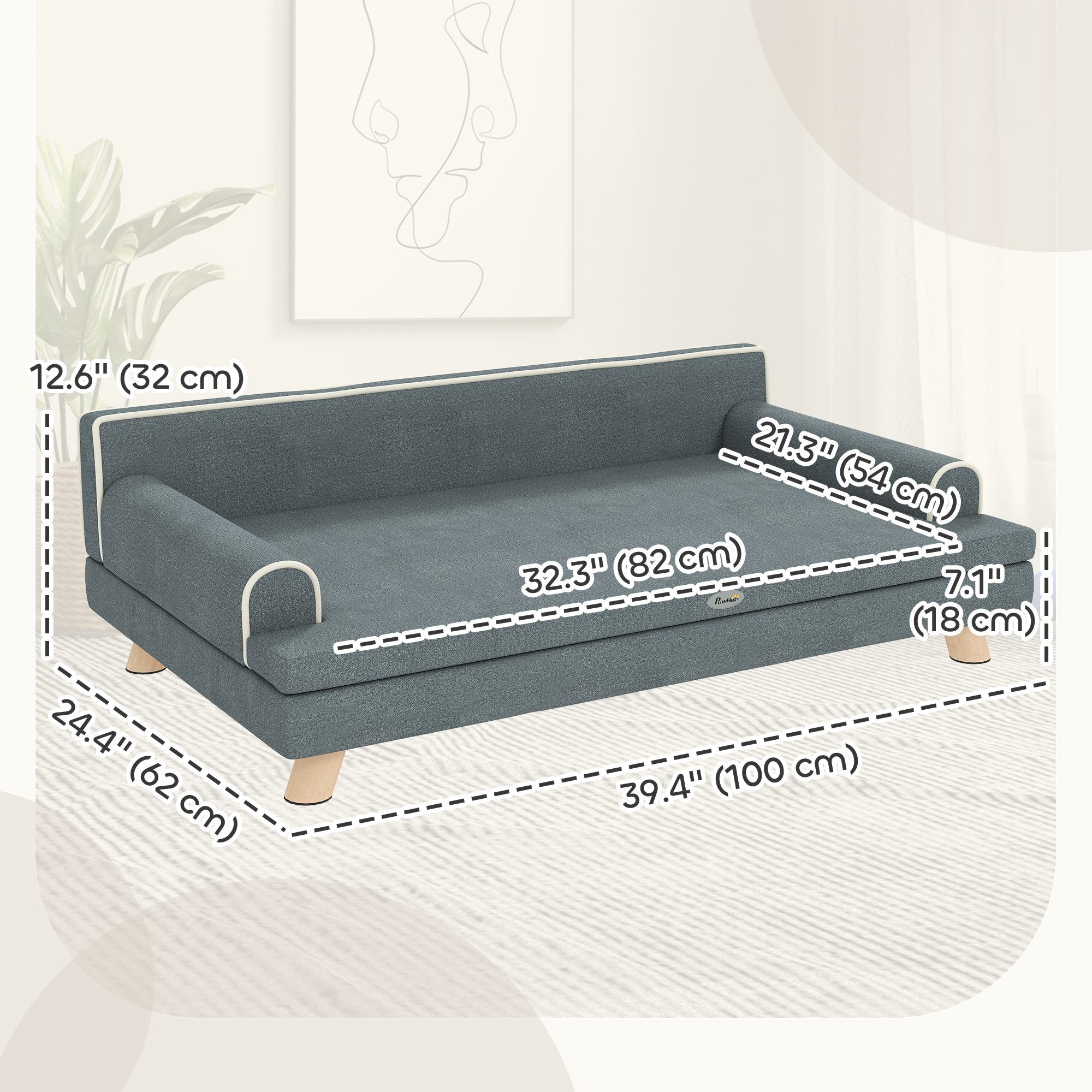 pawhut-canap-sur-lev-pour-chien-moyen-et-grand-avec-coussin-amovible-gris-fonc image 5