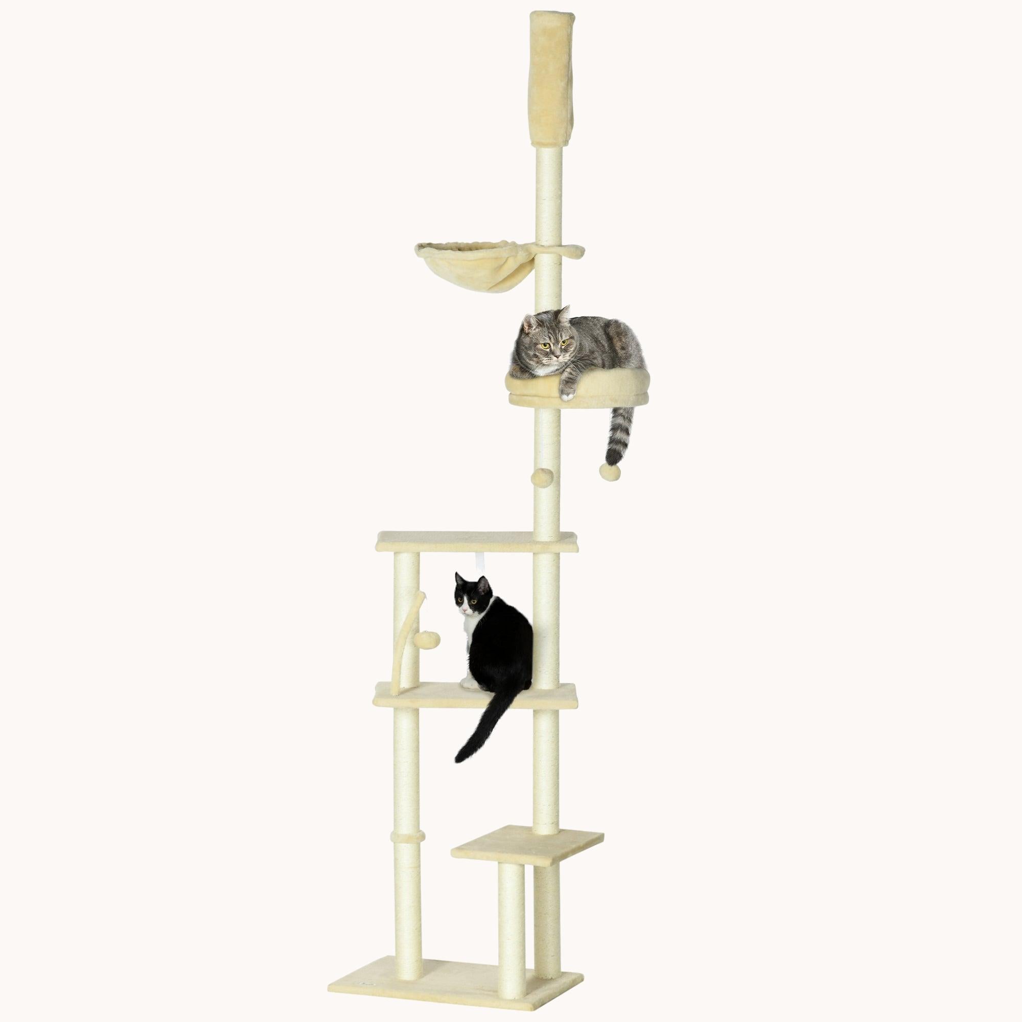 pawhut-arbre-chat-du-sol-au-plafond-90-5-98-5-beige-multi-plateformes image 1