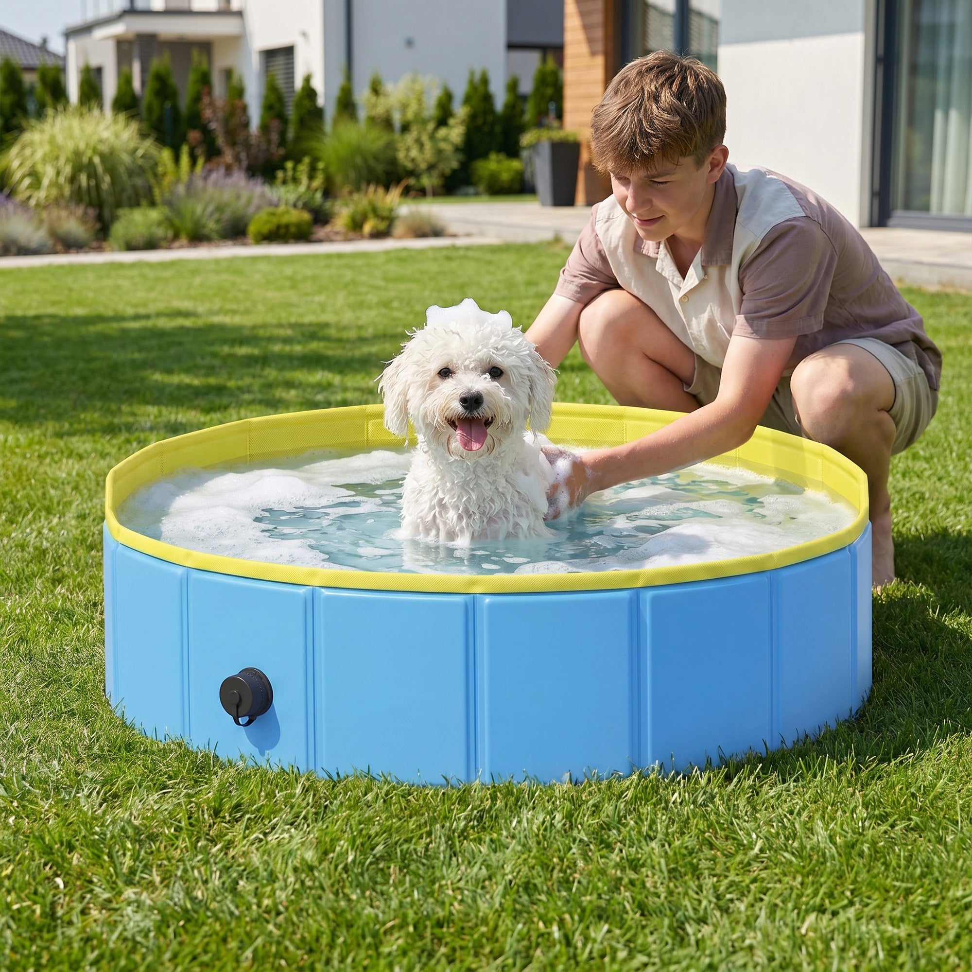 pawhut-piscine-chien-pliable-80-x-20-cm-pvc-antid-rapant-bleu-et-jaune image 3