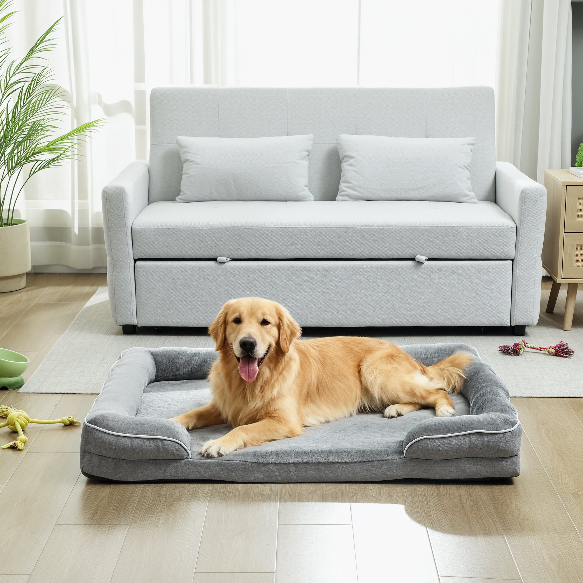 pawhut-panier-orthop-dique-canap-gel-m-moire-pour-chien-gris image 3