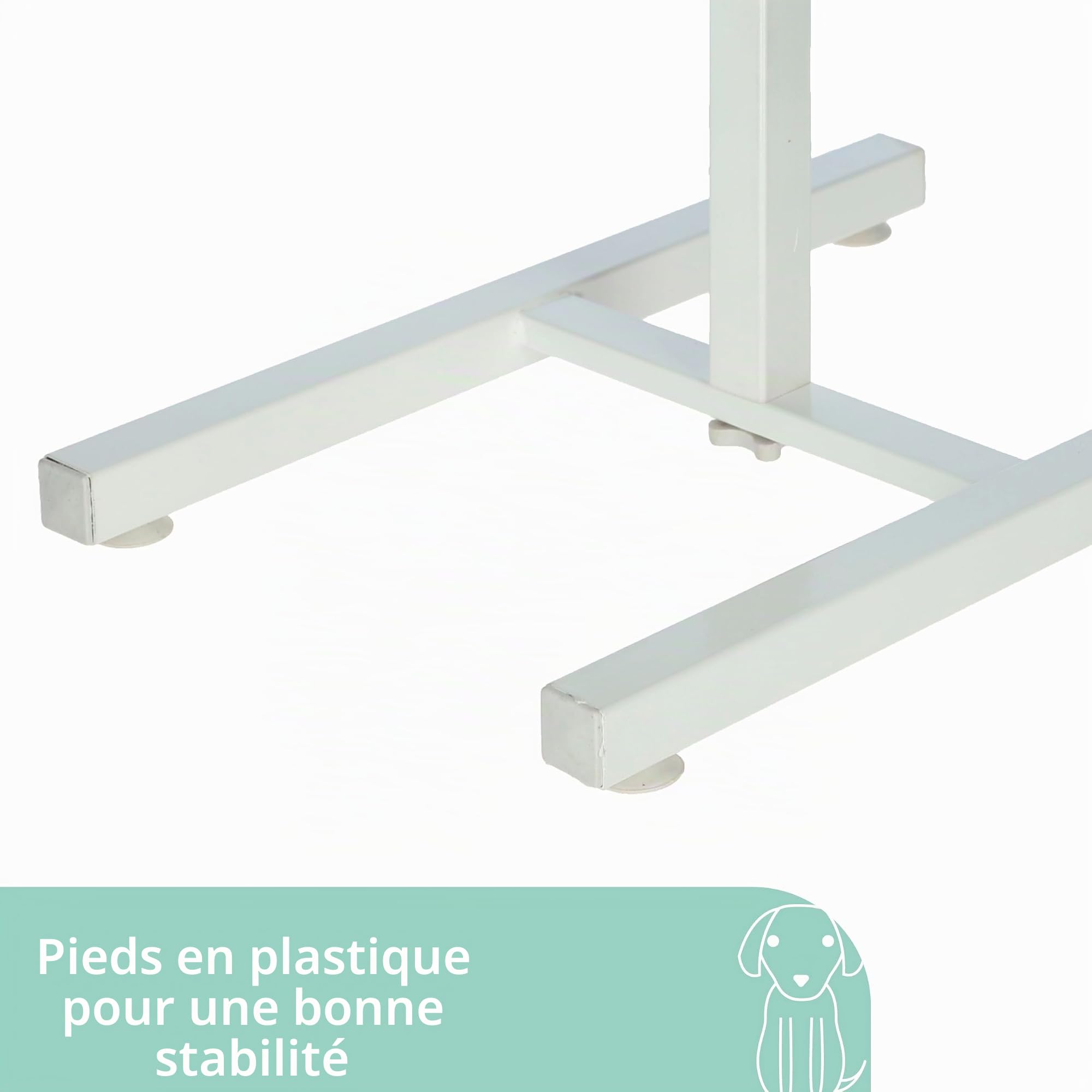 kerbl-gamelle-sur-lev-e-pour-chien-2x1800-ml-blanc-cadre-acier-hauteur-r-glable image 5