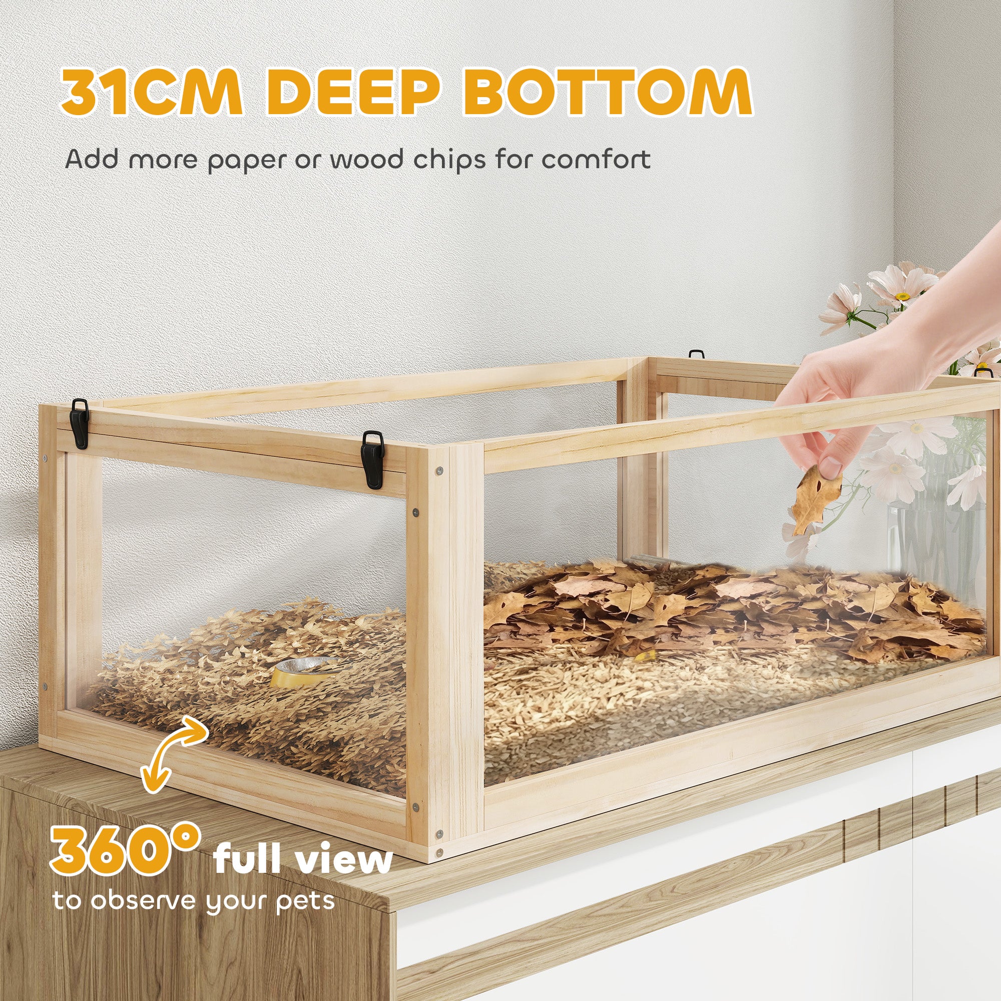 pawhut-cage-pour-hamster-en-bois-3-tages-avec-roue-maison-et-rampes-80-x-50-x-76 image 7