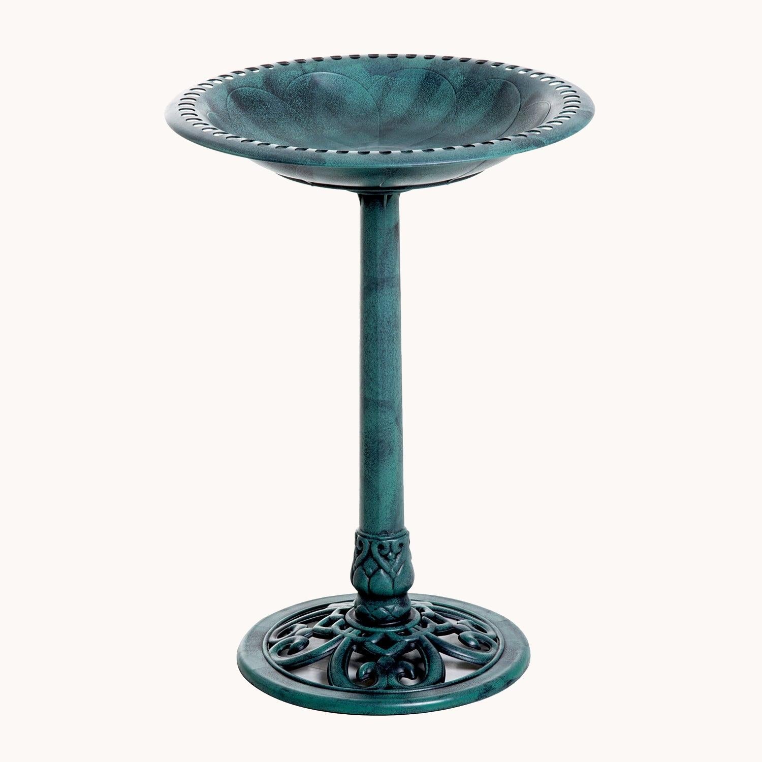 pawhut-bain-d-oiseaux-ext-rieur-71-cm-r-sine-fleur-de-lys-patine-ancienne image 1