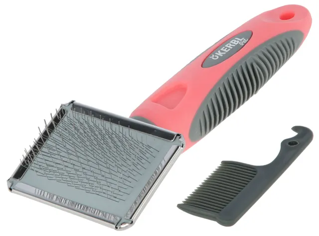 kerbl-carde-douce-corail-gris-16x6-cm-brosse-d-m-lante-chien-chat image 1