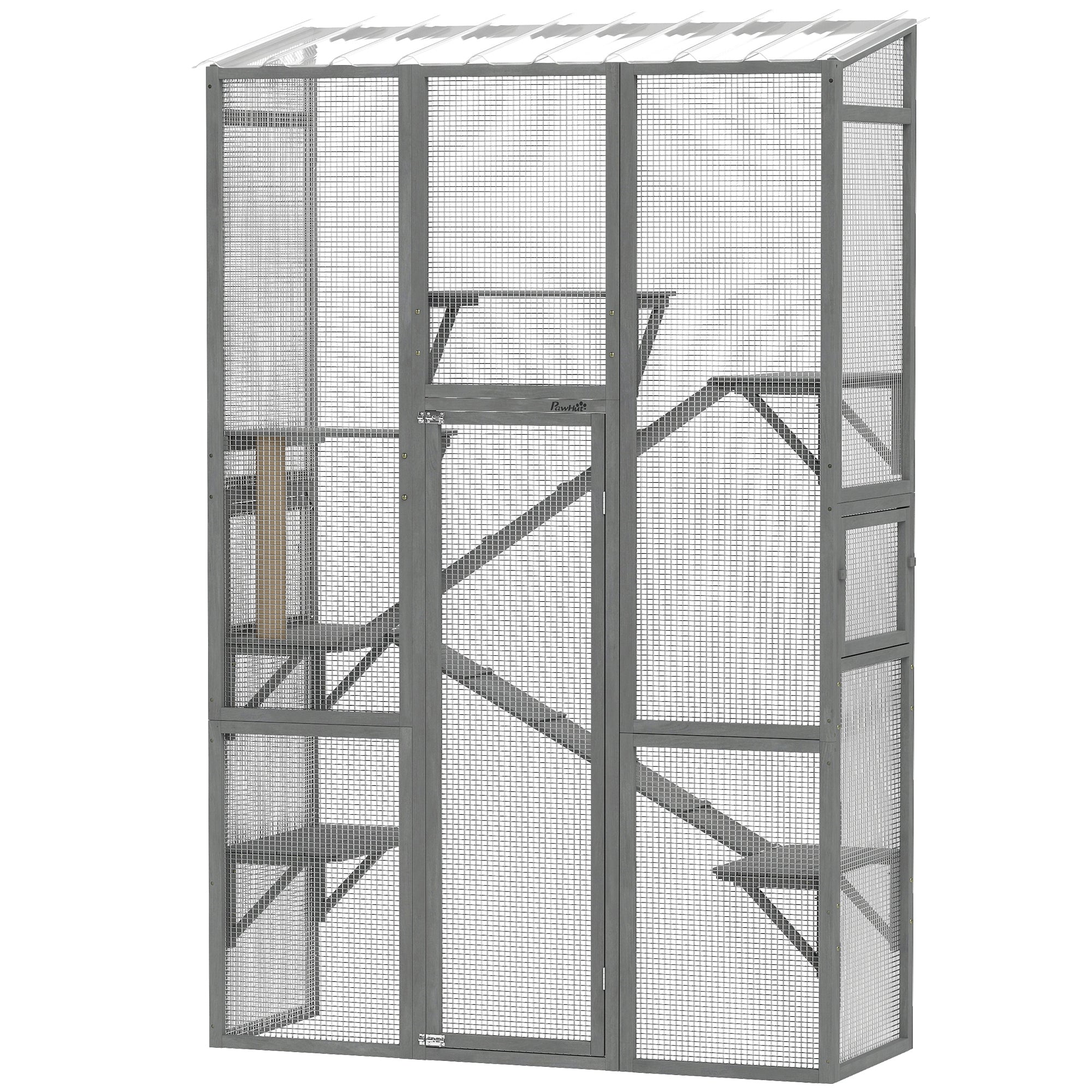 pawhut-grand-catio-enclos-ext-rieur-pour-chat-avec-6-plateformes-rampes-et-griff image 2