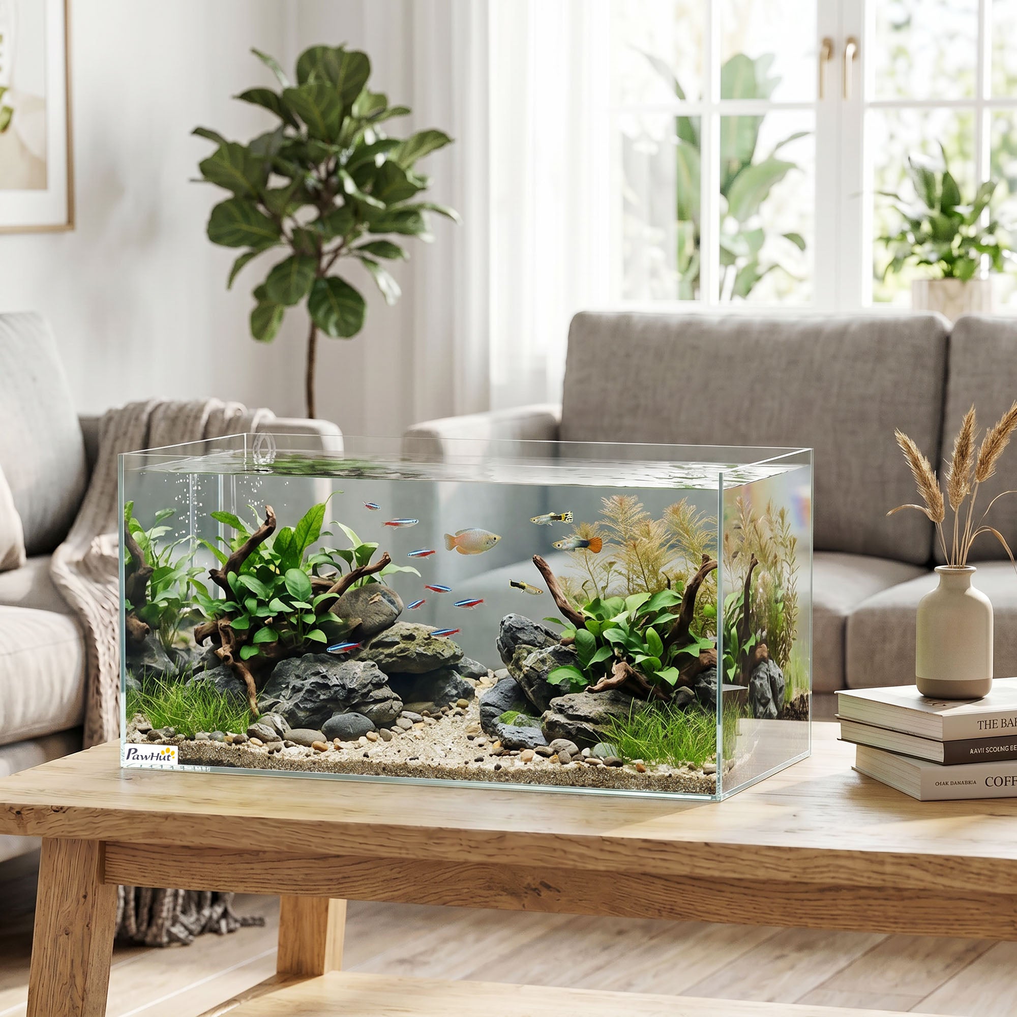 pawhut-aquarium-verre-51l-60-x-30-x-30-cm-pour-poissons-crevettes-tortues image 3
