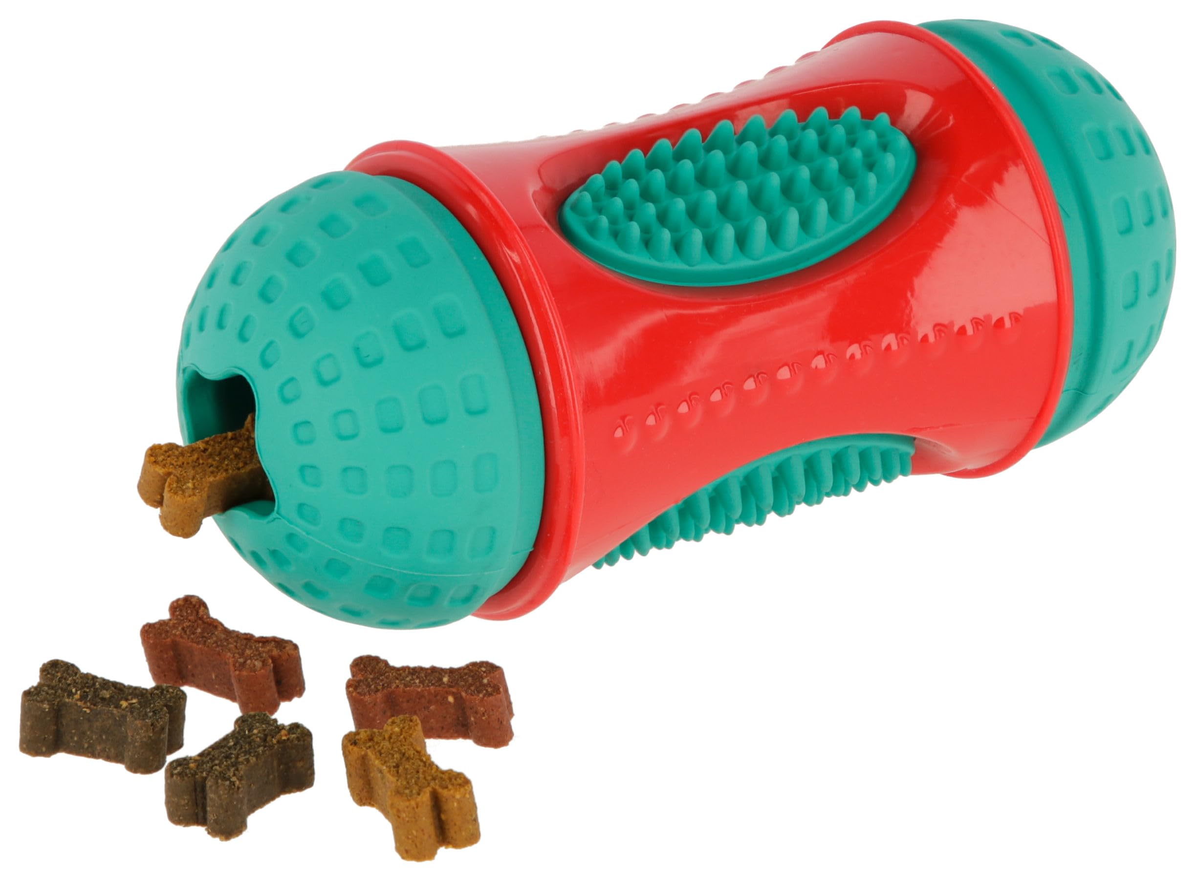 kerbl-pet-rouleau-jouet-toyfastic-rouge-turquoise-13-x-6-cm-friandises image 2