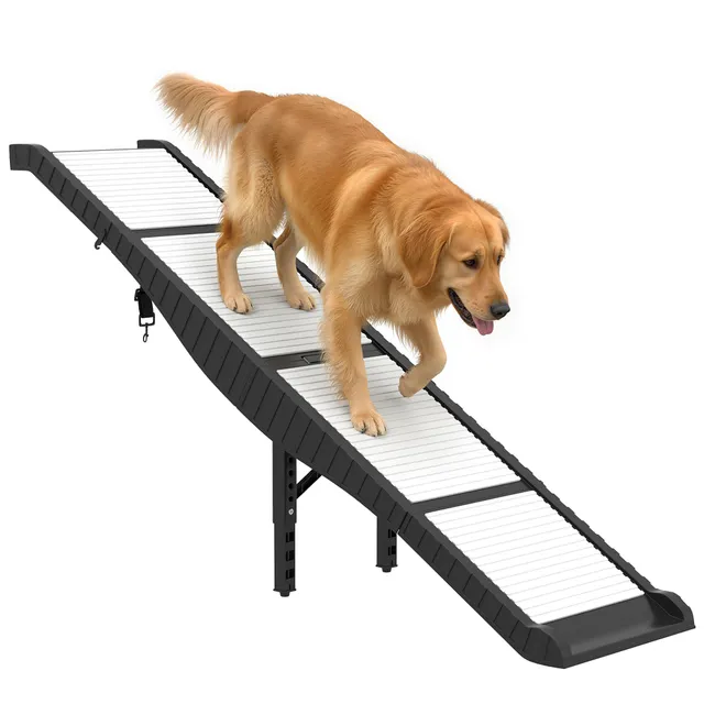 pawhut-rampe-de-voiture-pliable-pour-chien-antid-rapante-blanche image 1