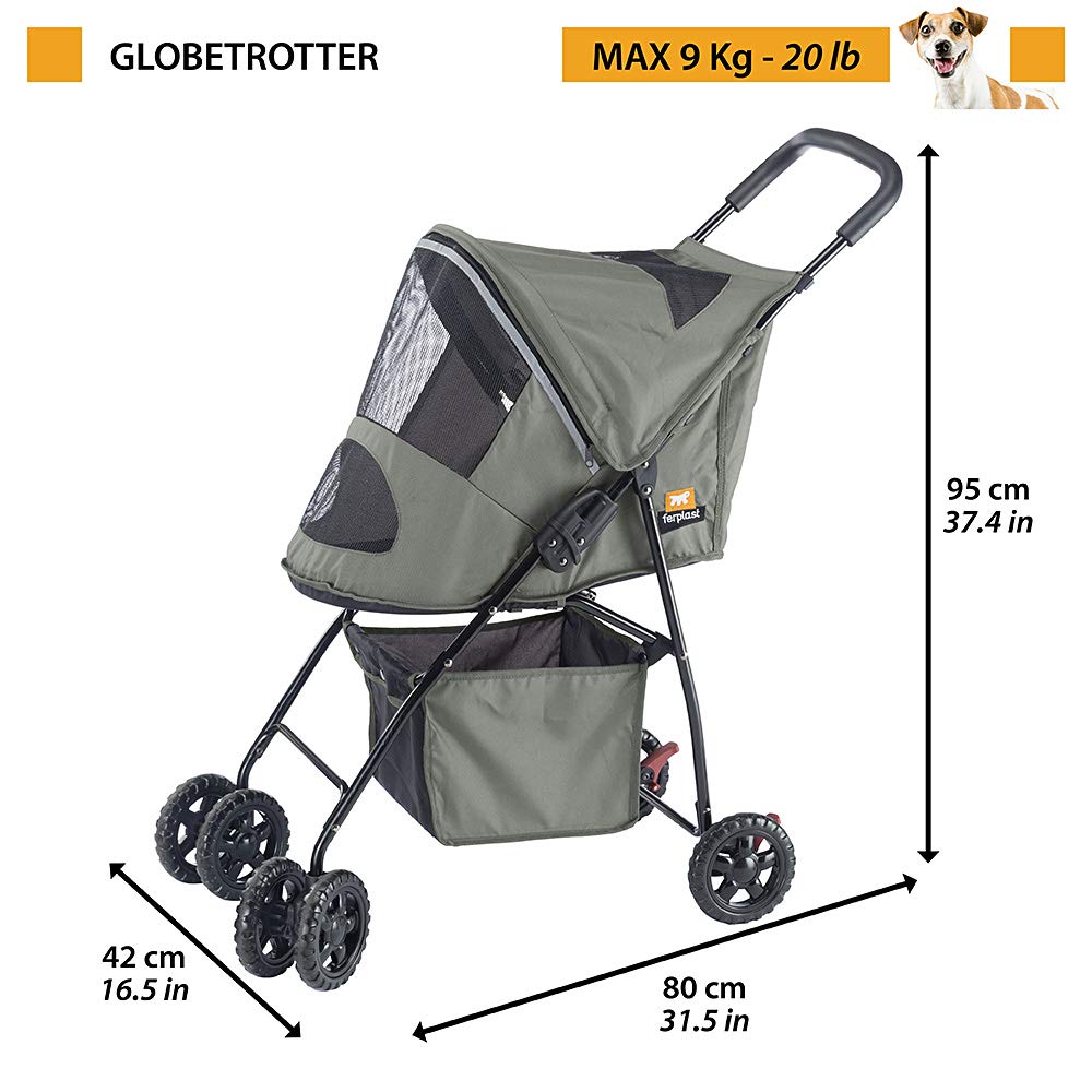 ferplast-globetrotter-poussette-pliable-pour-petit-chien-jusqu-9-kg-80x42x95-cm image 2